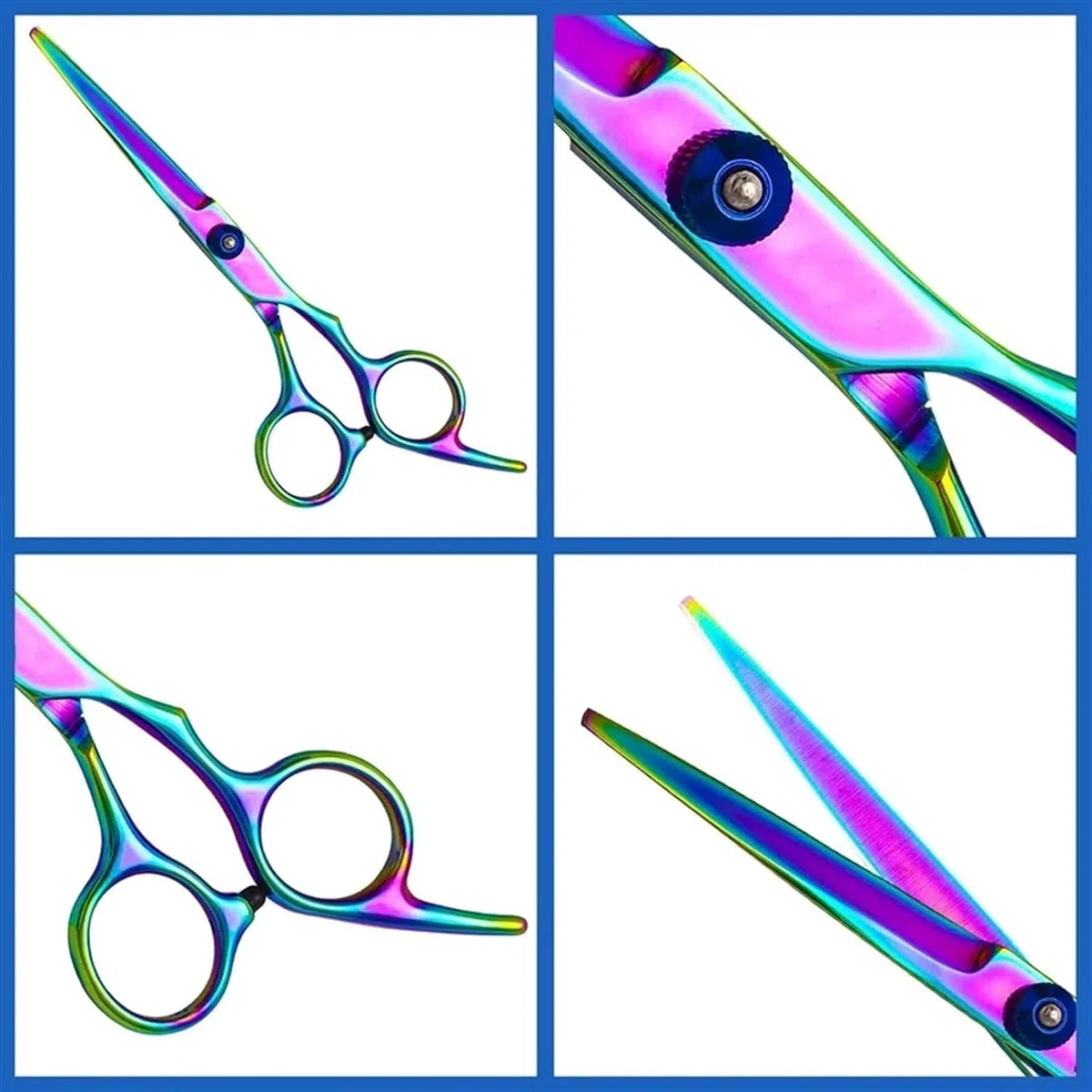 CrEev Haarschere, professionelle Friseur-Haarschneide-Ausdünnungsschere, Friseurschere für die Pflege von Haarwerkzeugen, Friseursalon, 6 Zoll, Violette Haarschere (Farbe: 3)