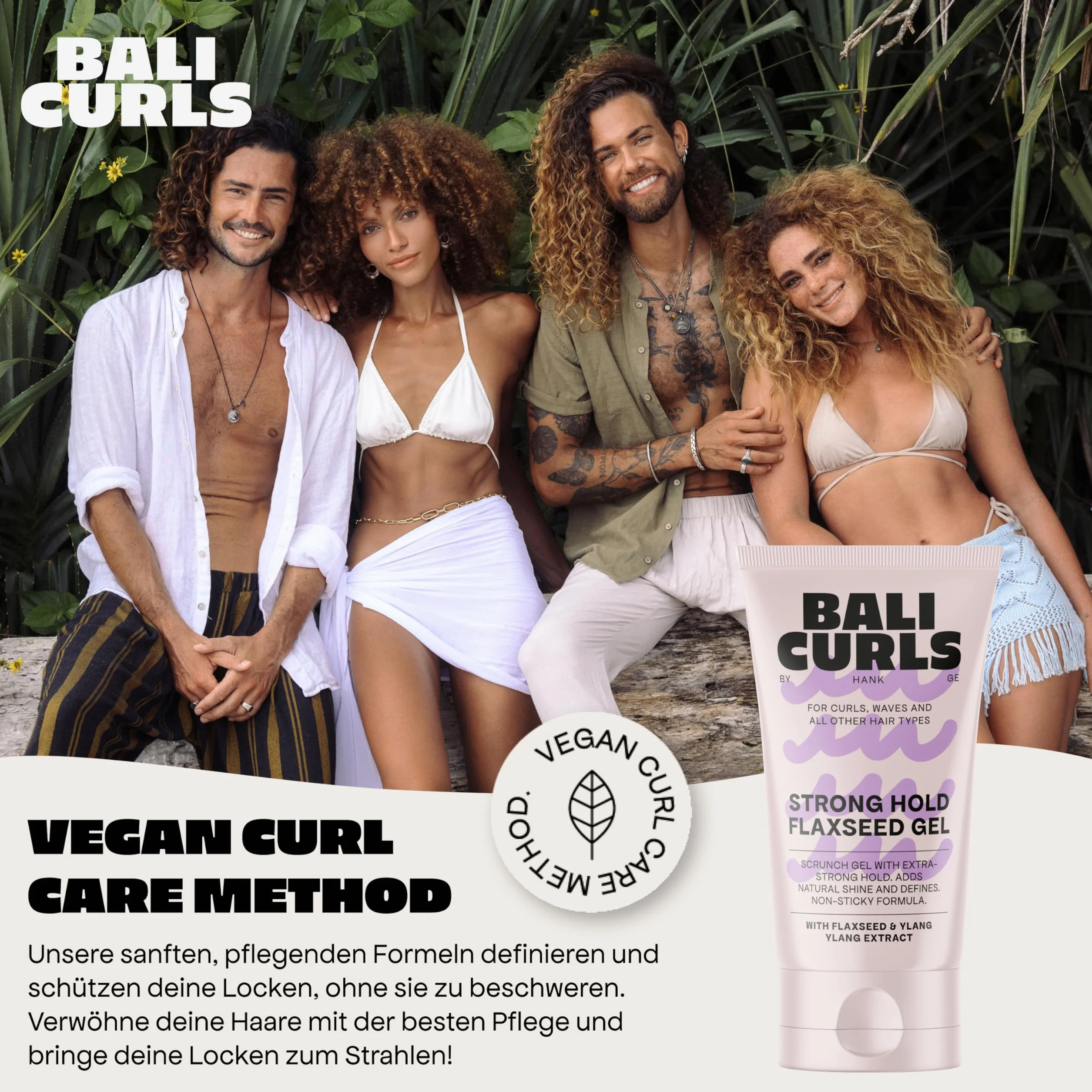 BALI CURLS Strong Hold Flaxseed Gel 6x150ml – Extra starkes Scrunch-Gel für definierte Locken – Langanhaltender Halt & natürlicher Glanz – Curly Method geeignet