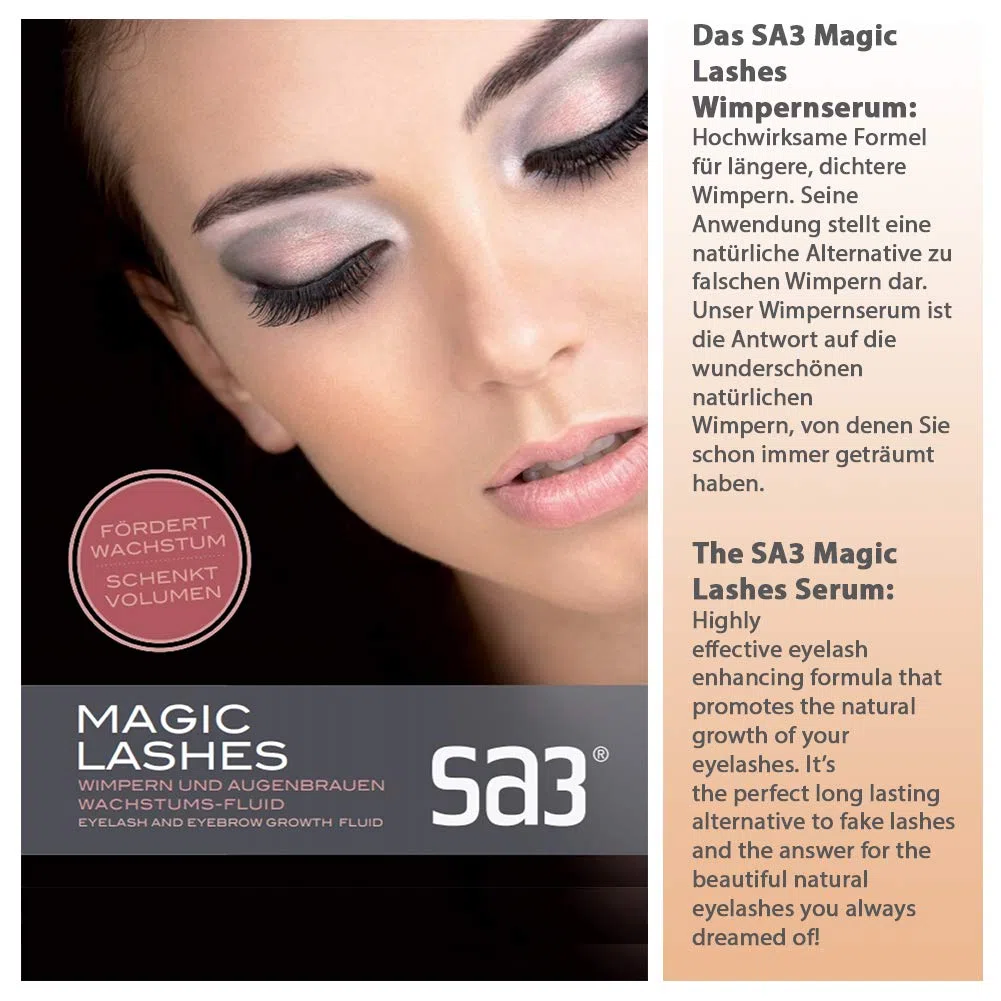SA3 Magic Lashes Wimpernserum & Augenbrauen Serum mit Hyaluronsäure - für besseres Wachstum von längeren und dichteren Wimpern und Augenbrauen - 4 ml