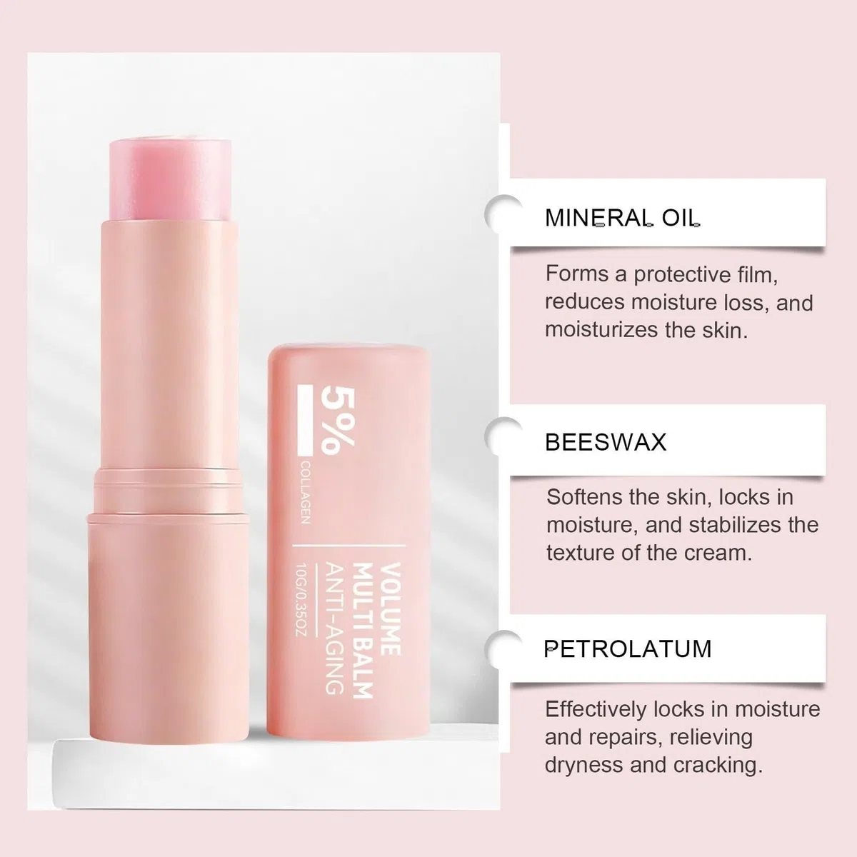 Multifunktionsstift PDRN Kollagen, koreanisch, Anti-Aging, Füllung, sofortige Wirkung, feuchtigkeitsspendend, schnelle Absorption, nicht klebend, Make-up-Basis für Lippen, Augen und Hals