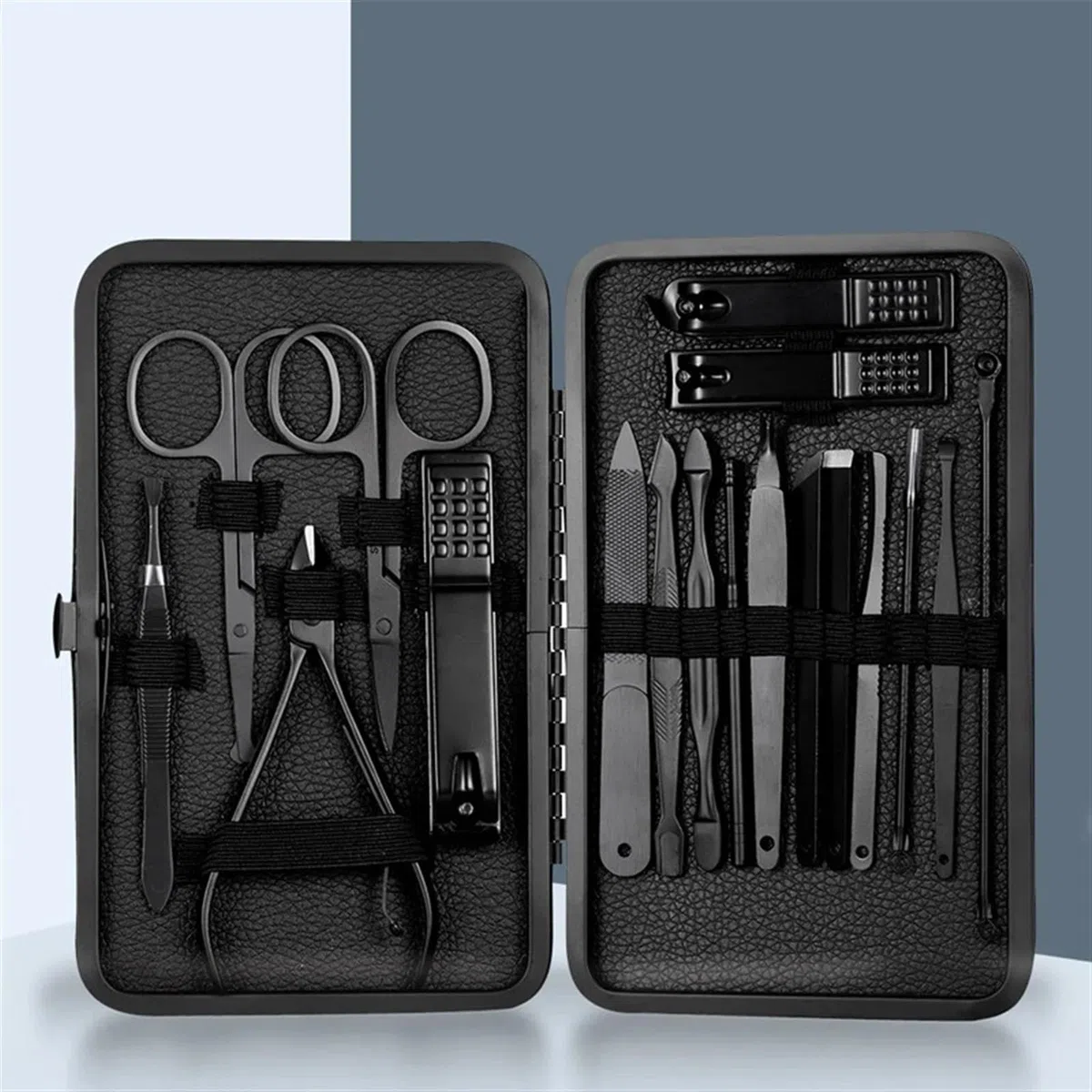 Nagelknipser, Trimmer Earpick Grooming Kit Maniküre Pediküre Schere Pinzette Nagelwerkzeuge Set mit schwarzem Tra, Körperpflege