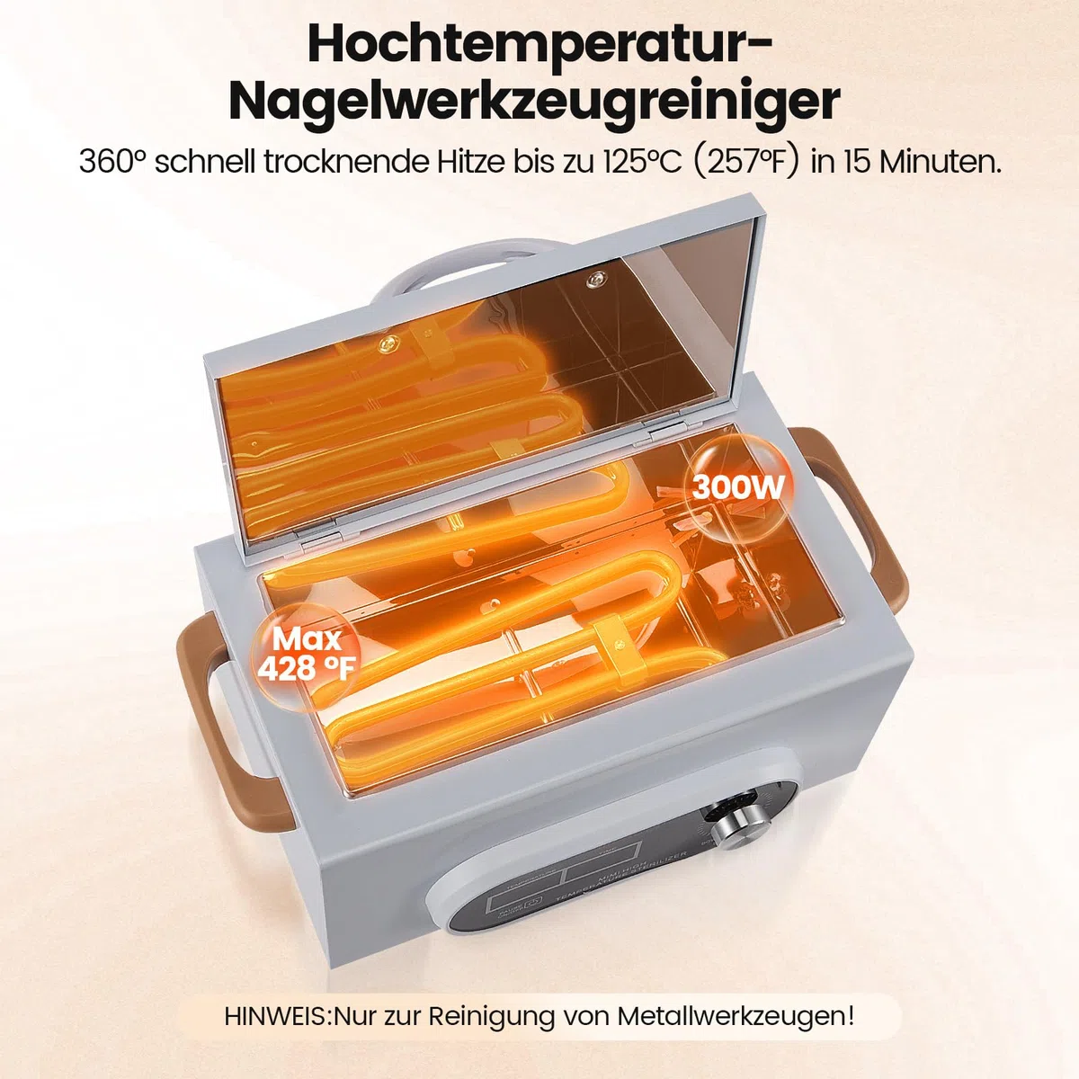 300W sterilisator für instrumente, 230℃ Heißluftsterilisator Desinfektion mit einstellbarem, Timer Kleine Sterilisatoren für Nagelwerkzeuge Kosmetikwerkzeuge Fußpflege