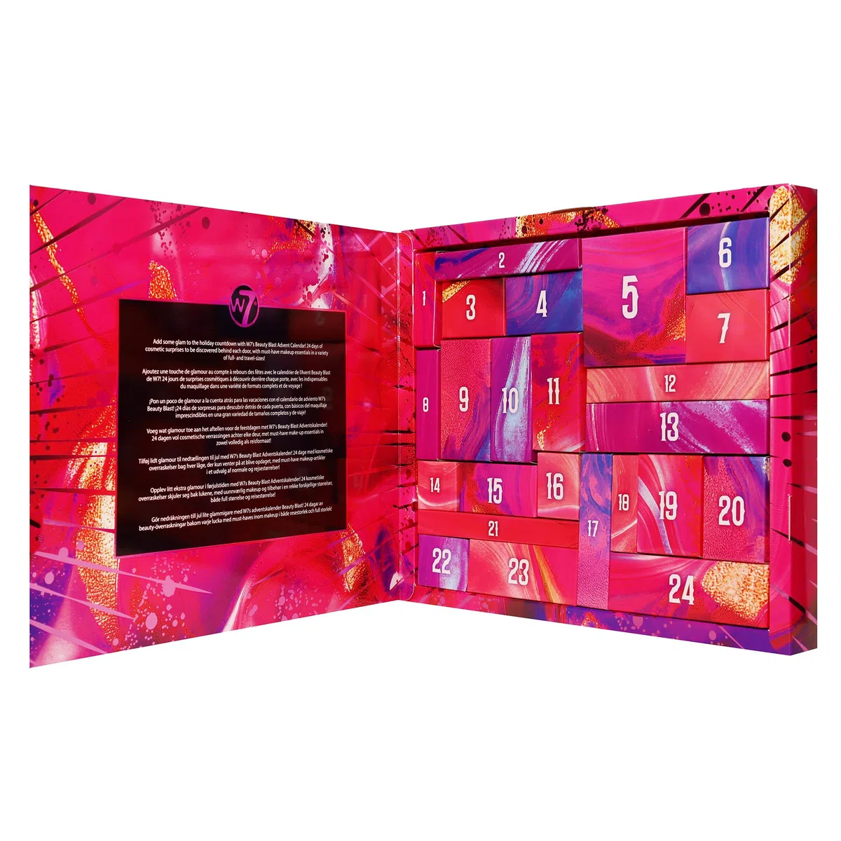 W7 Beauty Blast Adventskalender 2025 – 24 einzeln verpackte Make-up & Kosmetik-Überraschungen für Weihnachten – Tierversuchsfreie Geschenkideen