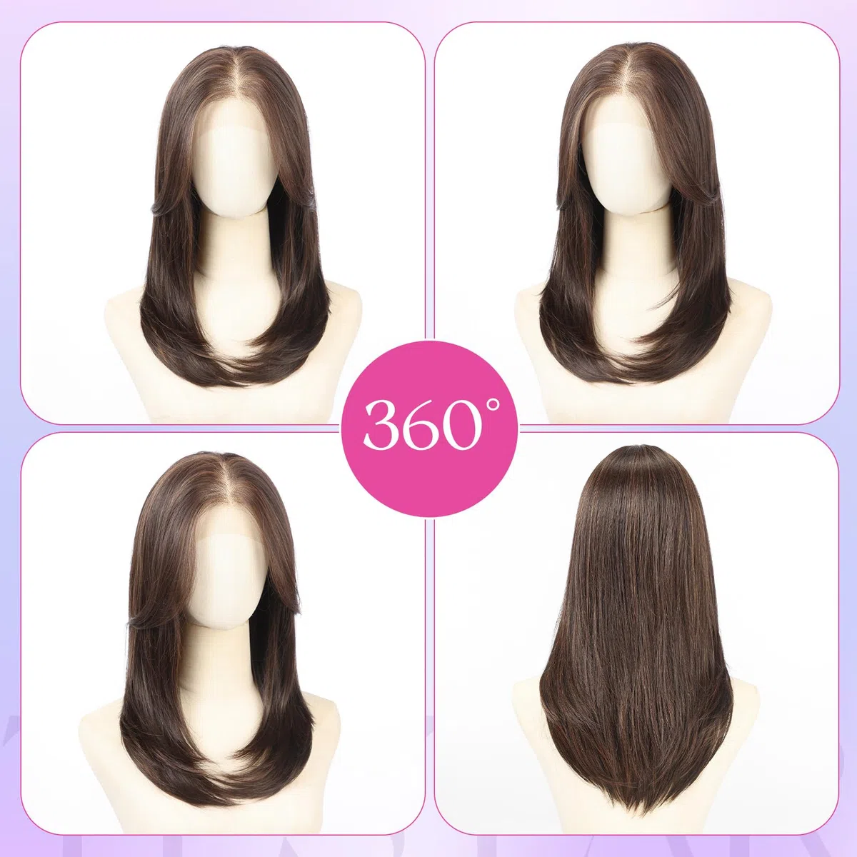 Testar 13x4 Lace Front Perücke Braun Synthetik Gerades Haar Hitzebeständig 20 Zoll
