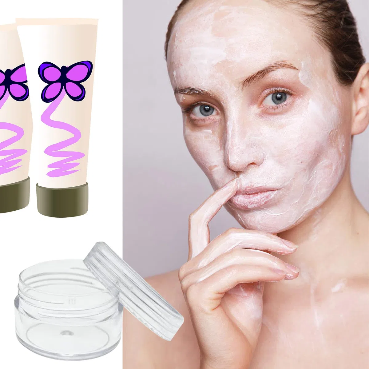 6 Stück Kleine Döschen 10ml mit Deckel Plastik Cremedosen zum Befüllen Leer Kosmetik Tiegel mit 2 Minispateln Creme Dosen Reise Töpfchen Döschen Set für Lippenbalsam, Lotion, Creme, Transparent