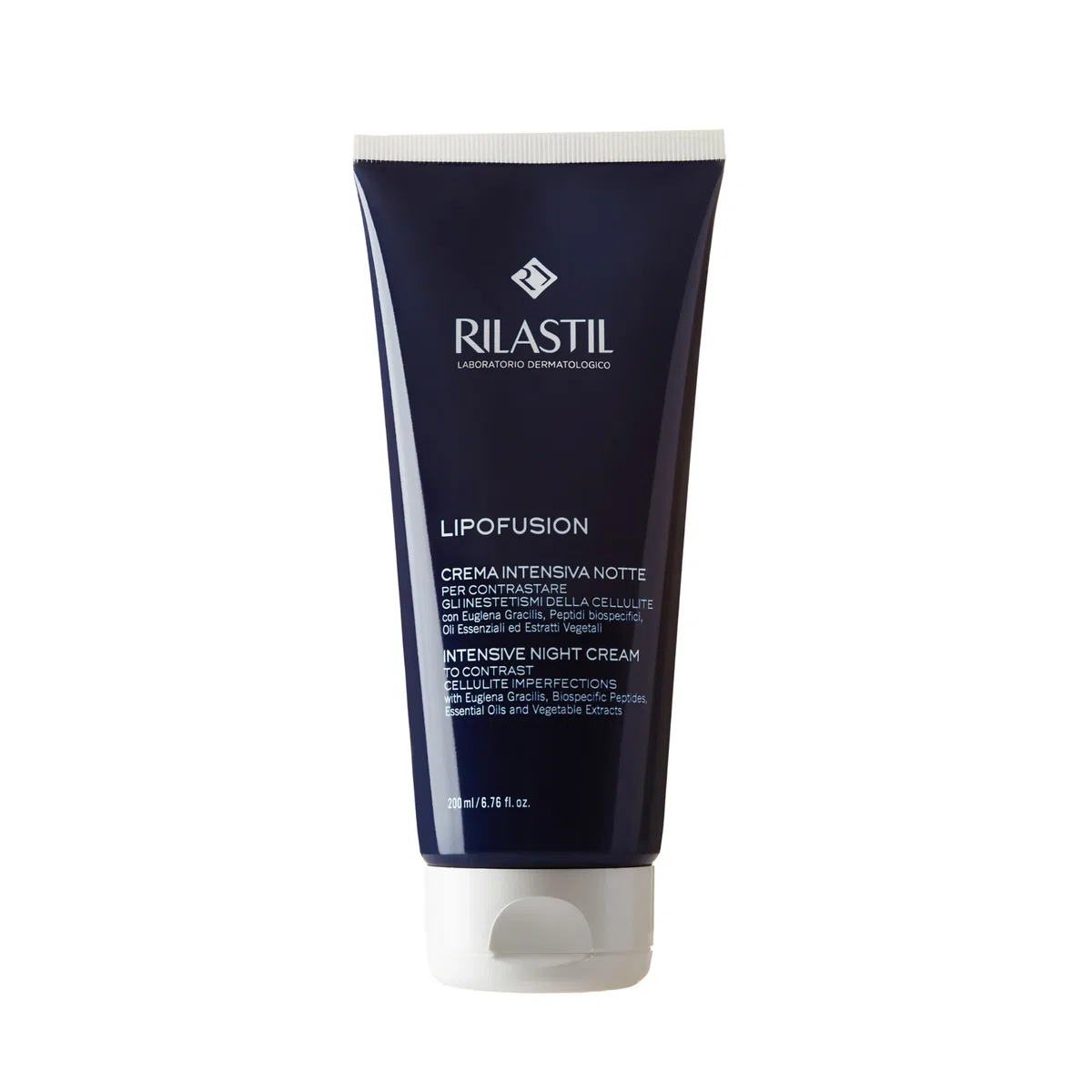 Rilastil Lipofusion Intensive Nachtcreme, Cellulite-Behandlung, Leichte und Feuchtigkeitsspendende Textur, 200 ml