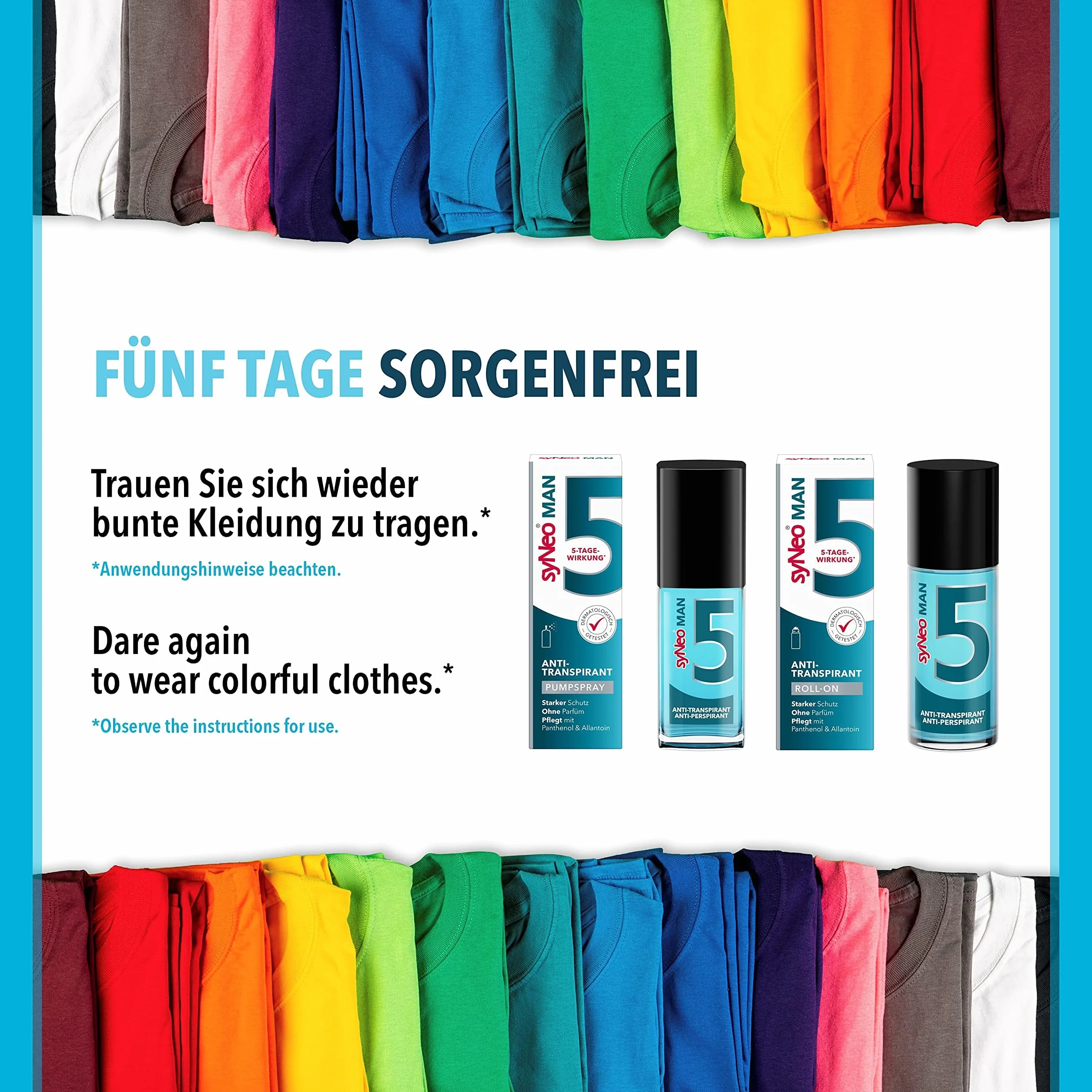 syNeo 5 MAN Antitranspirant Deo Pumpspray – 5-Tage-Wirkung – extra starker Schutz gegen Schwitzen, Schweiß & Geruch – Spray für Achseln – ohne Parfum – dermatologisch getestet – für Herren – 30 ml
