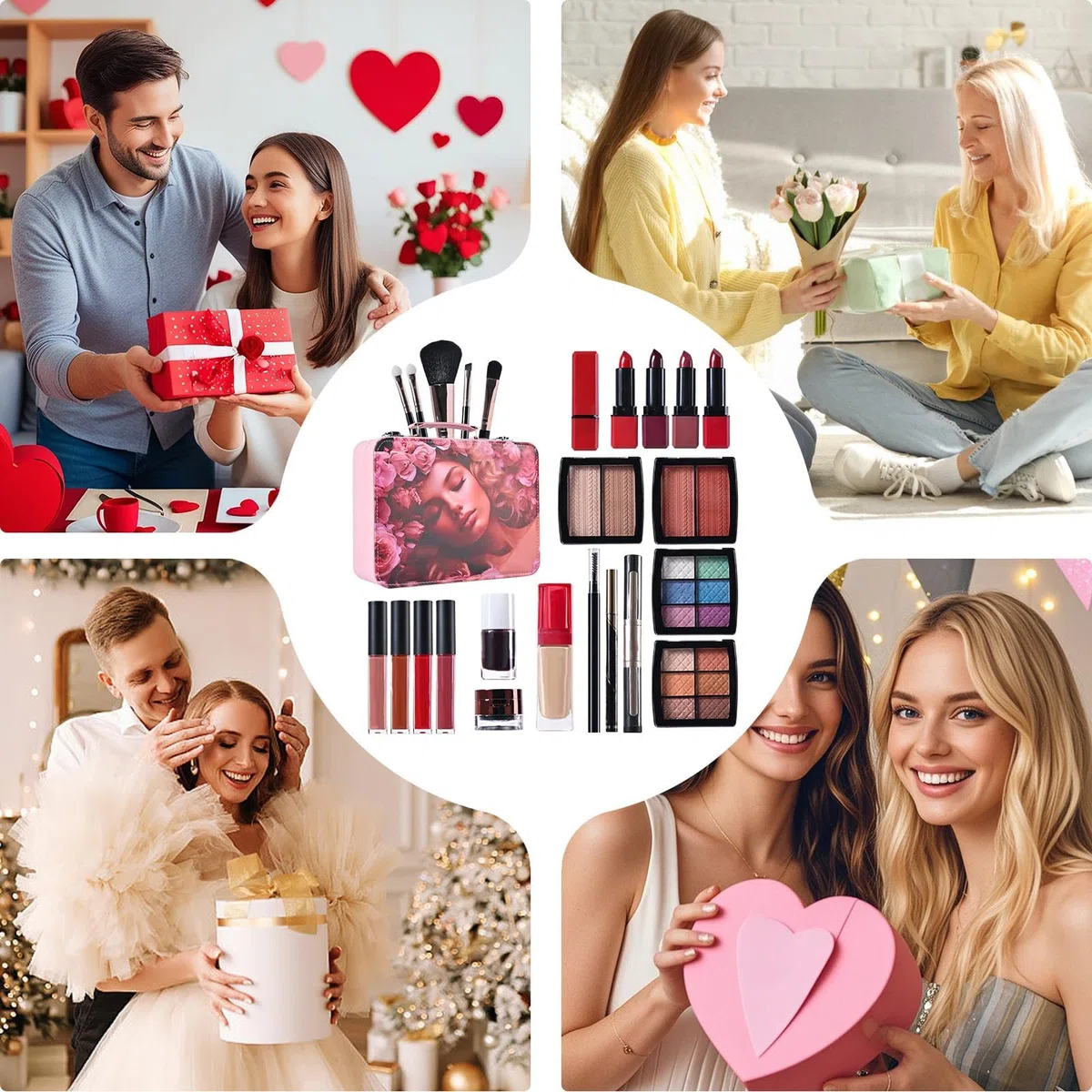 Mädchen Make-up Set Tragbare Kosmetik-Palette | Tragbar Und Wasserdicht Komplett Makeup Set für Damen, Mütter, Freundinnen und Bühnenauftritte
