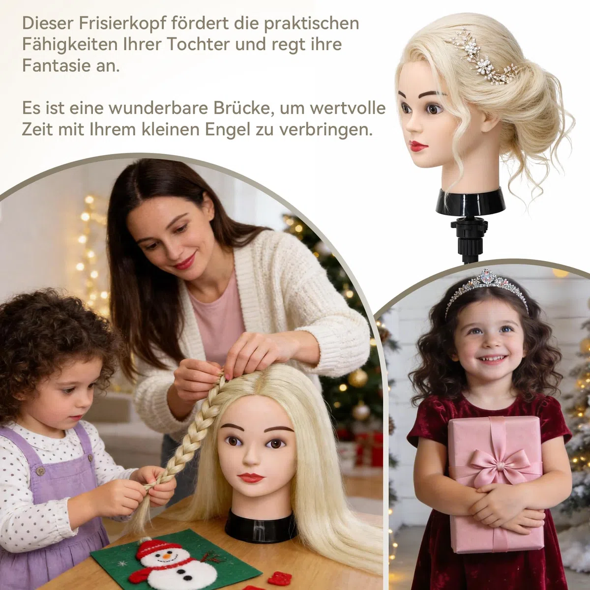 TwoWin Trainingsköpfe 80% Echtes Haar Blond Friseur Training Modell Mannequin Kopf mit Halterung Styling Glätten Locken Dauerwelle