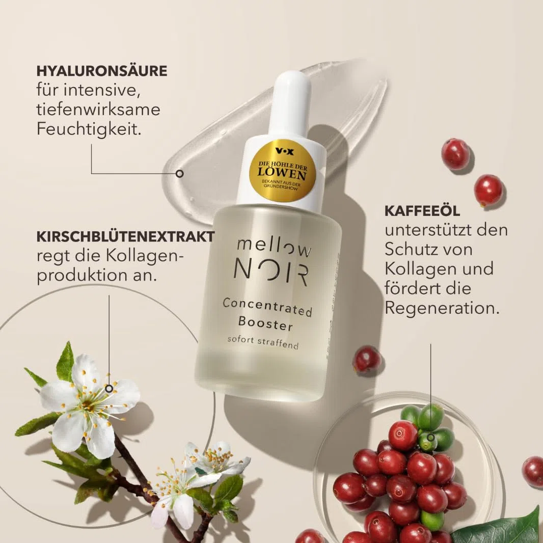 mellow NOIR Concentrated Booster 30 ml Hyaluron Gesichtsserum Augenserum Vegan Naturkosmetik