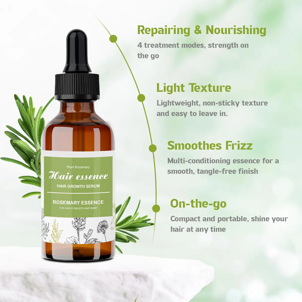 Rosmarinöl Haare, Haaröl für Männer Frauen 2oz 60ml, Rosemary Mint Kopfhaut Serum, Haarstärkungsöl für gesundes Haarwachstum