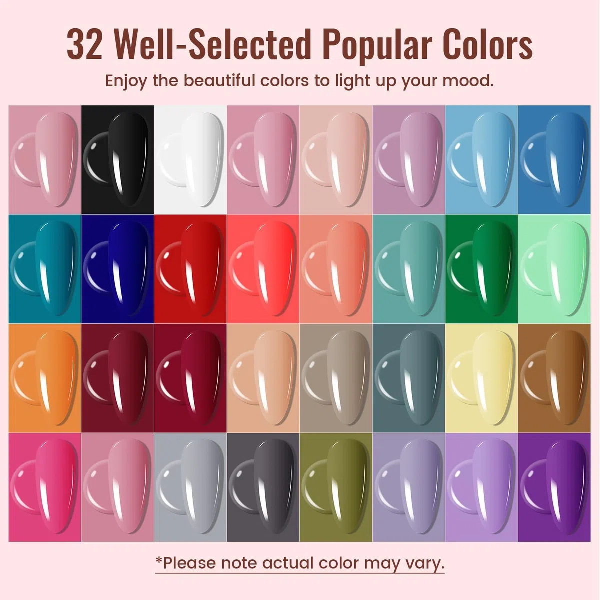 JODSONE Gel-Nagellack-Set mit UV-Licht 32 Farben Gel-Nagellack + 4 funktionelle Klebeflaschen-Set Soak-Off-Maniküre-Werkzeuge Geschenke für Frauen