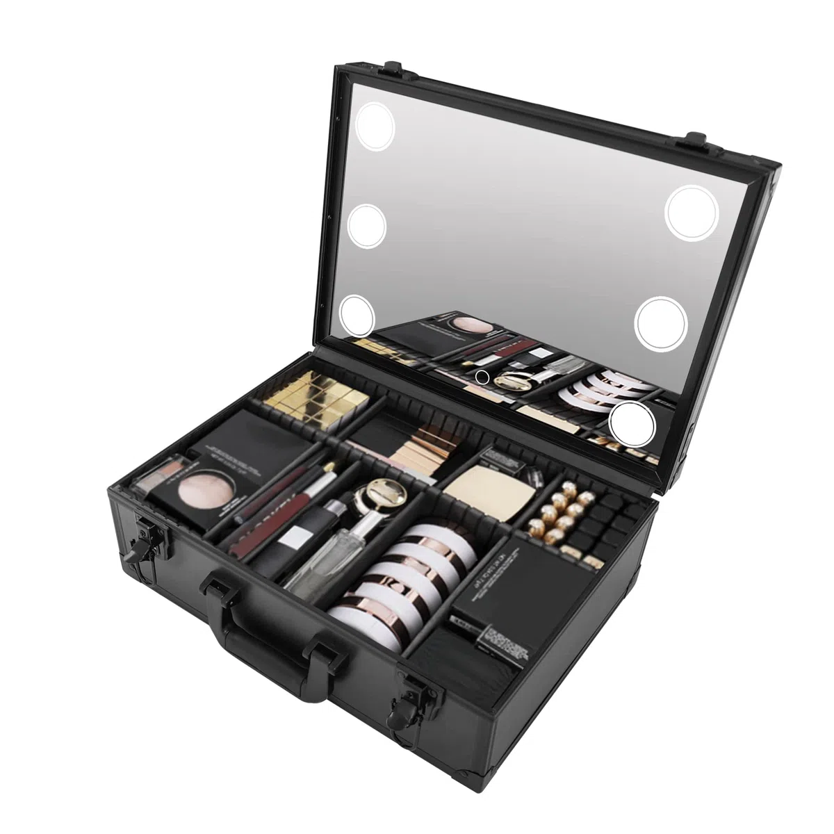 Makeup Train Case - Cosmetic Organizer Box Makeup Case mit Lichtern und Spiegel/Makeup Case mit Customized Dividers/Large Makeup Artist Organizer Kit