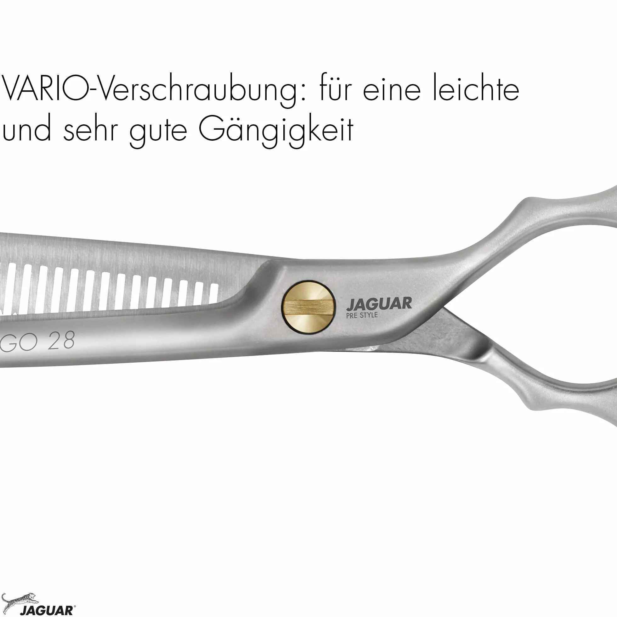 JAGUAR Modellierschere PRE STYLE ERGO 28 5.5" Texturierschere 28 Effilierzähnen Classic-Design mattiert Made in Germany
