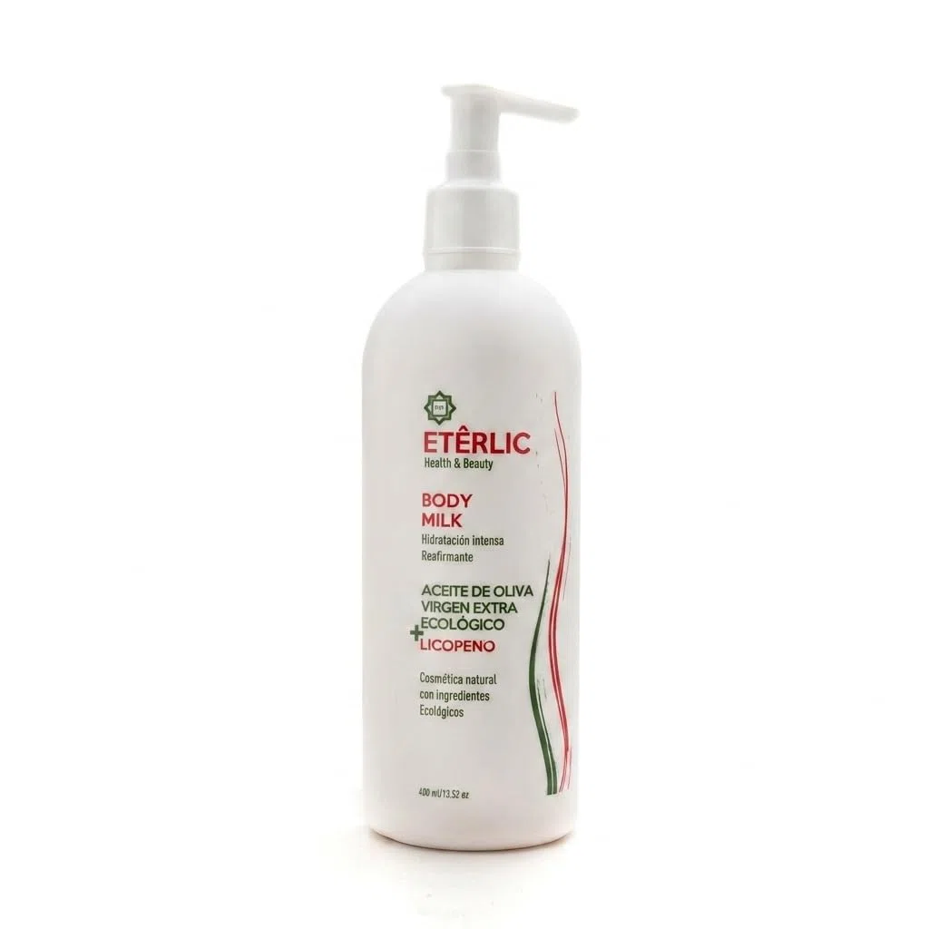 ETÊRLIC Body Milk 400ml Distrofarma – Kosmezeut­ische Körpermilch mit patentiertem ACEITEROL, Bio-Olivenöl und Centella Asiatica – Entzündungshemmend, Antioxidativ und Straffend für Reife, Trockene un