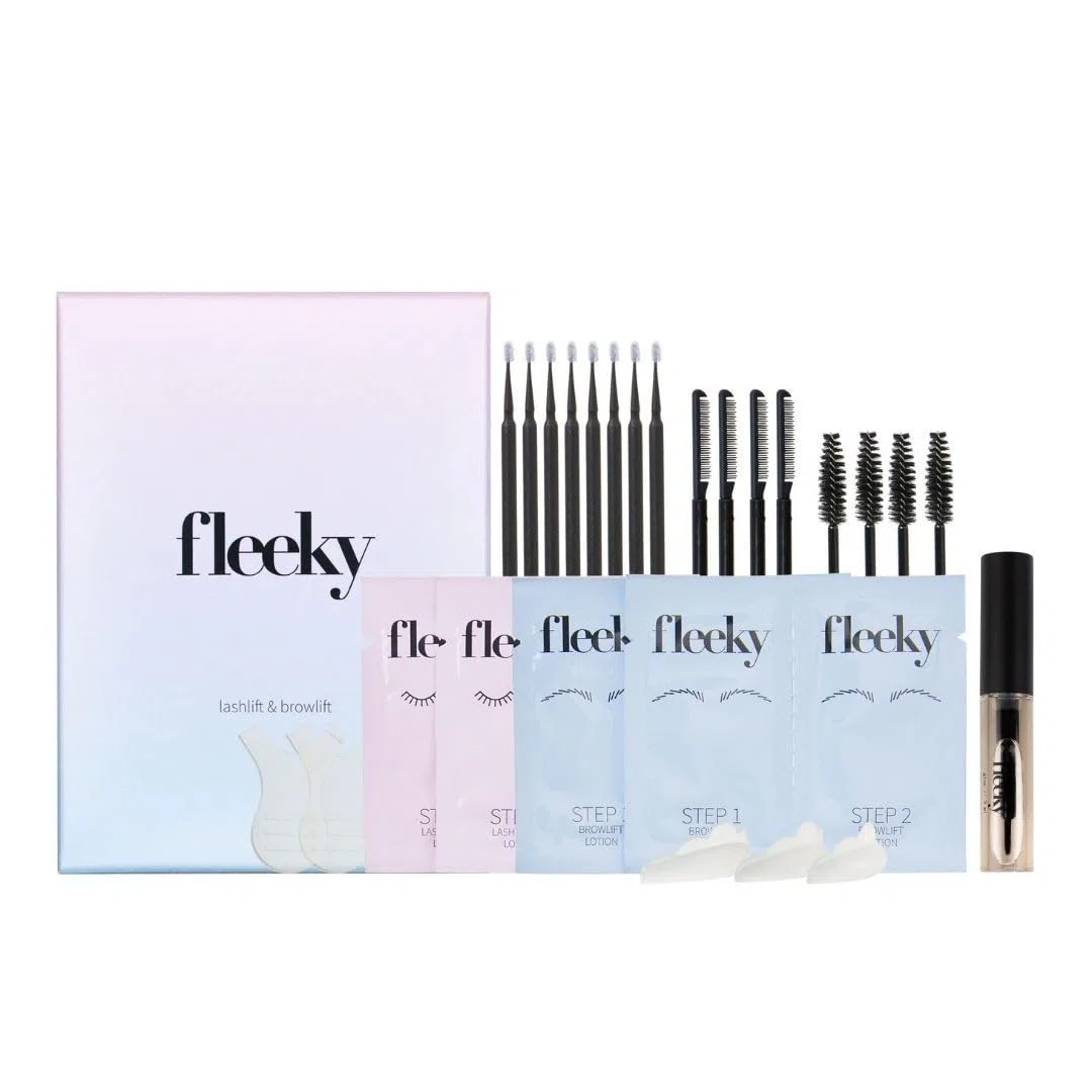 fleeky Augenbrauen & Wimpernlifting Set: Vegan und ohne Tierversuche - Lash & Brow Lifting Kit für natürlichen ausdrucksvollen Wimpernschwung & perfekt gestylte Brows