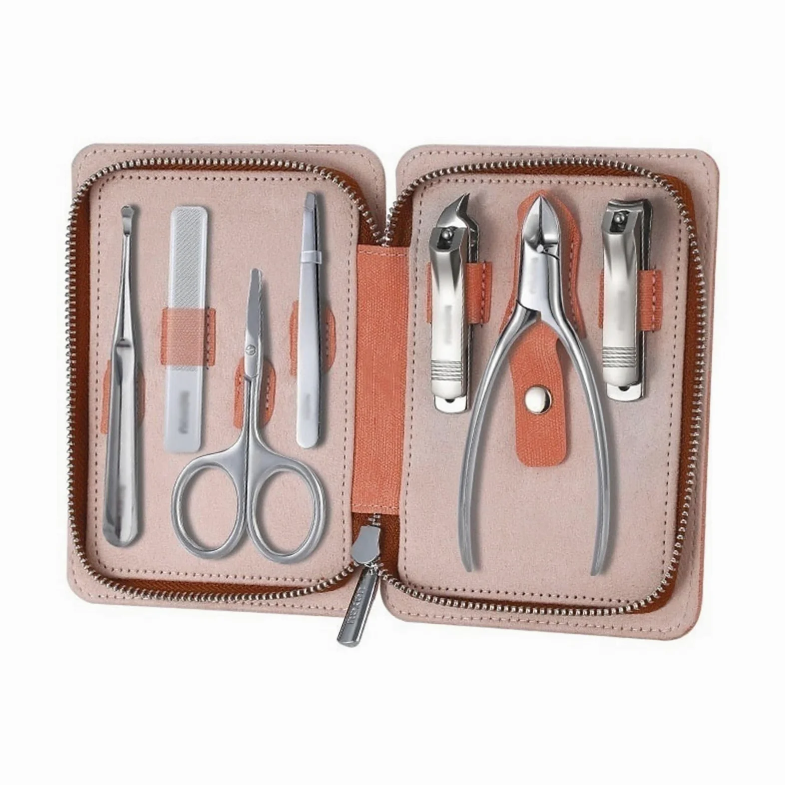 Nagelknipser-Set Tragbares Nagelknipser-Set, 7-teiliges Pediküre-Pflegeset for Männer und Frauen, scharfes Finger- und Zehennagelwerkzeug, Körperpflege-Maniküre-Set mit Lederetui Nagelpflegewerkzeuge(