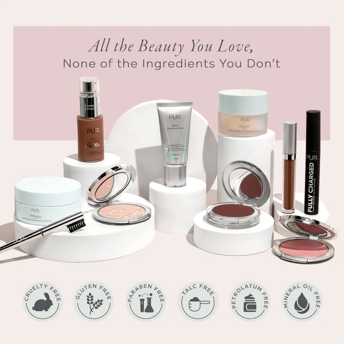 PUR Cosmetics 4-in-1 Love Your Selfie Longwear Foundation and Concealer - Unique, Dual-Applicator Component - Covers Blemishes and Imperfection - Reduce Fine Lines and Wrinkles - MN3-1 oz Makeup