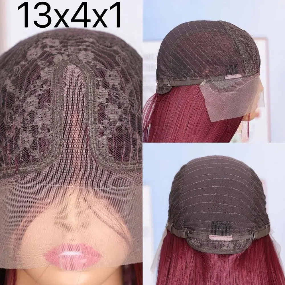 Haarpflege Kurze Stumpfe Perücke Mit Bob-Schnitt In Roter Burgunderfarbe 13 X 4 X 1 HD-Spitzenfront Für Frauen Vorgezupft(26inches)