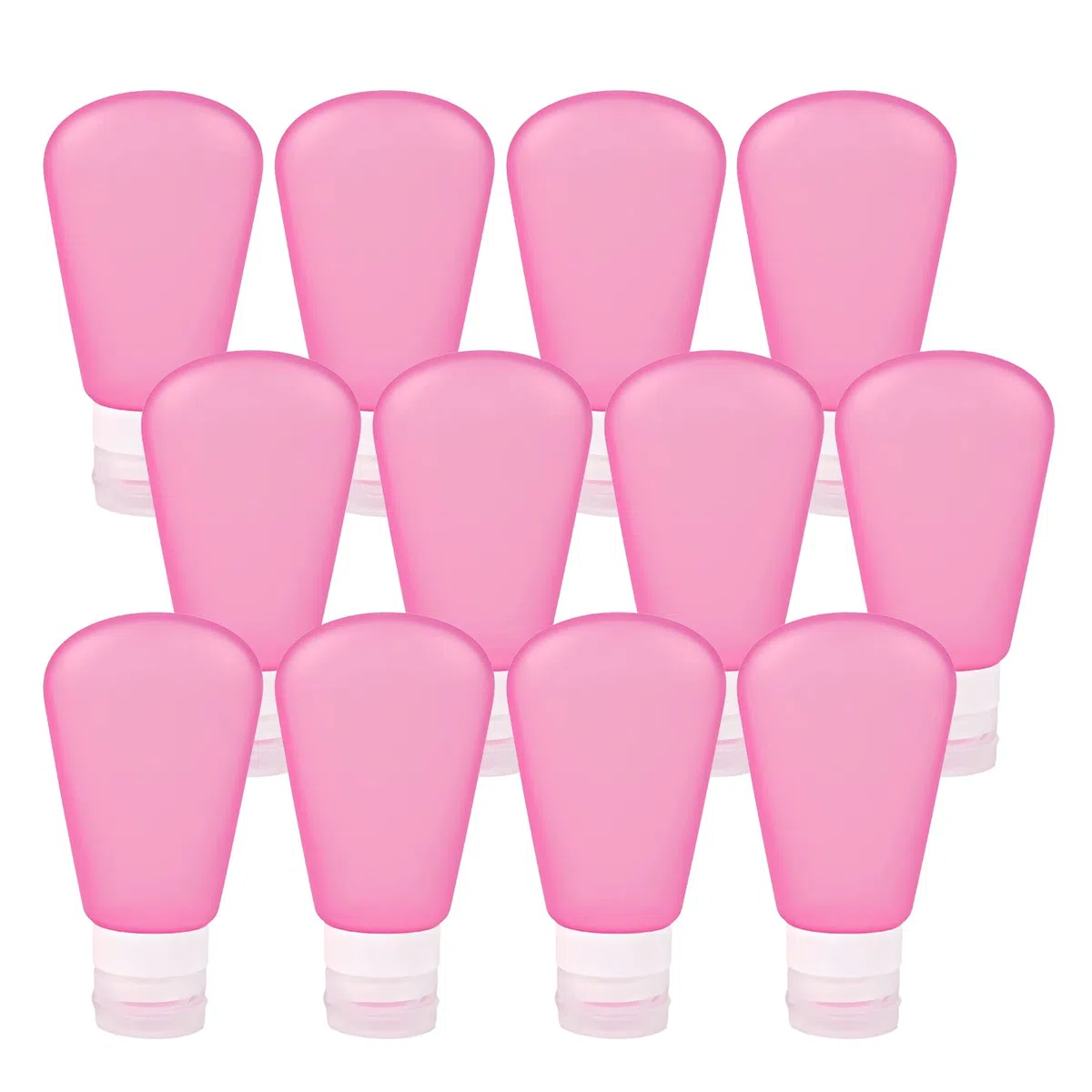12 Stück 89ml Leer Rosa Silikon Weiche Reiseflasche Nachfüllbar Reisebehälter Tube, Kosmetik Flaschen Set für Creme, Lotion, Shampoo Spülung, Pflegeprodukten + 1 x Waschpad