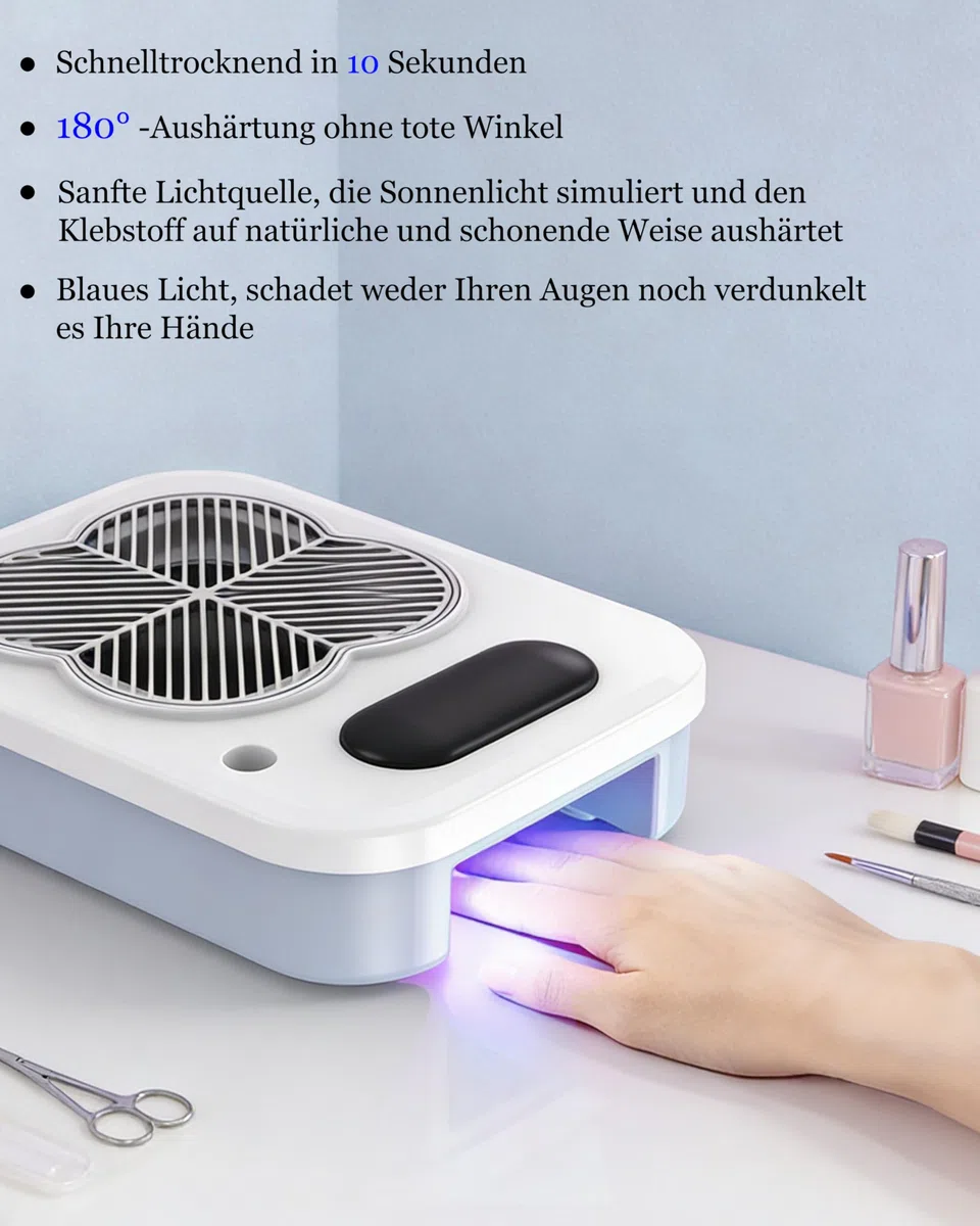 Elektrische Nagelfräser mit UV-LED Nagellampe & Nagel Staubabsaugung (Stufenloses Getriebe) : 3-in-1-Nagelstaubsauger für Maniküre, Pediküre, Polieren, Acryl Gel Nagelschleifer für Salon und Zuhause