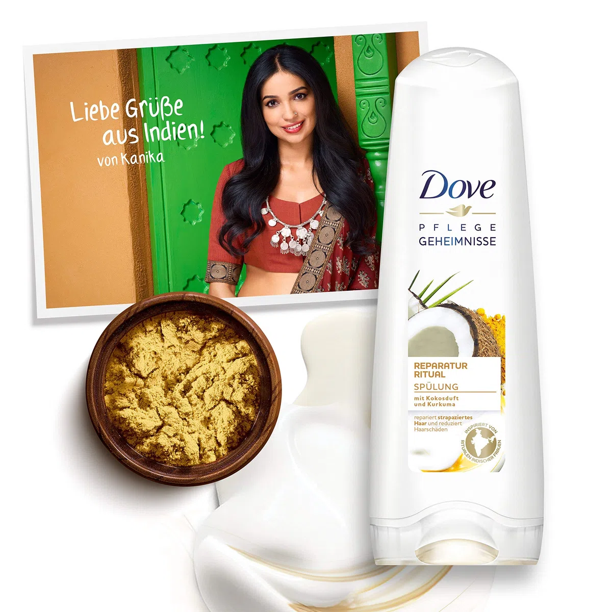 Dove Pflegegeheimnisse Spülung Reparatur Ritual Conditioner Mit Kokosduft & Kurkuma Für Strapaziertes Haar,200ml (1er Pack)