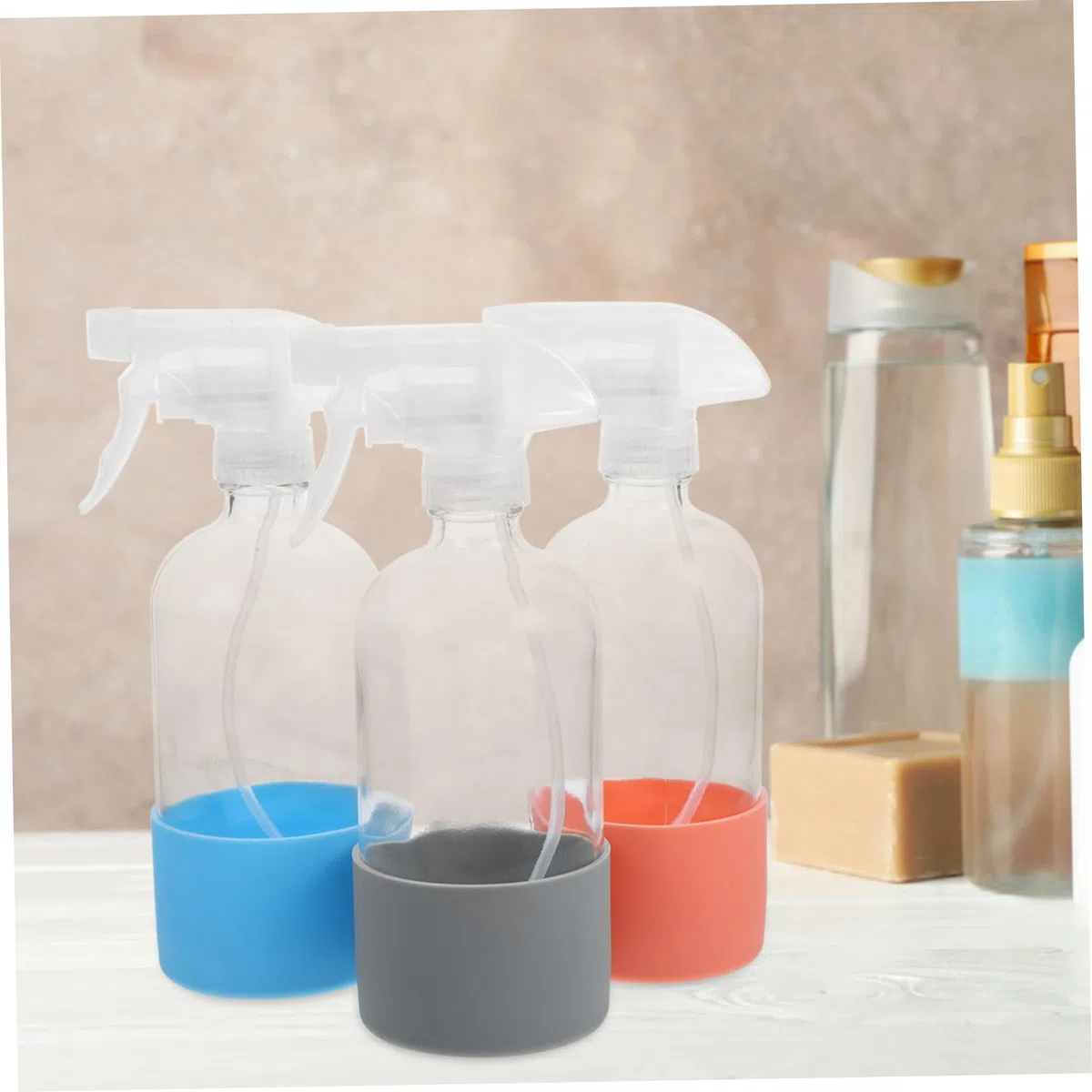 3stücke Glas-sprühflaschen Mit Rutschfestem Silikonboden Transparente Pflanzensprühflaschen Mit Feinem Gleichmäßigem Sprühnebel Wiederbefüllbar Für Garten Und Reinigung