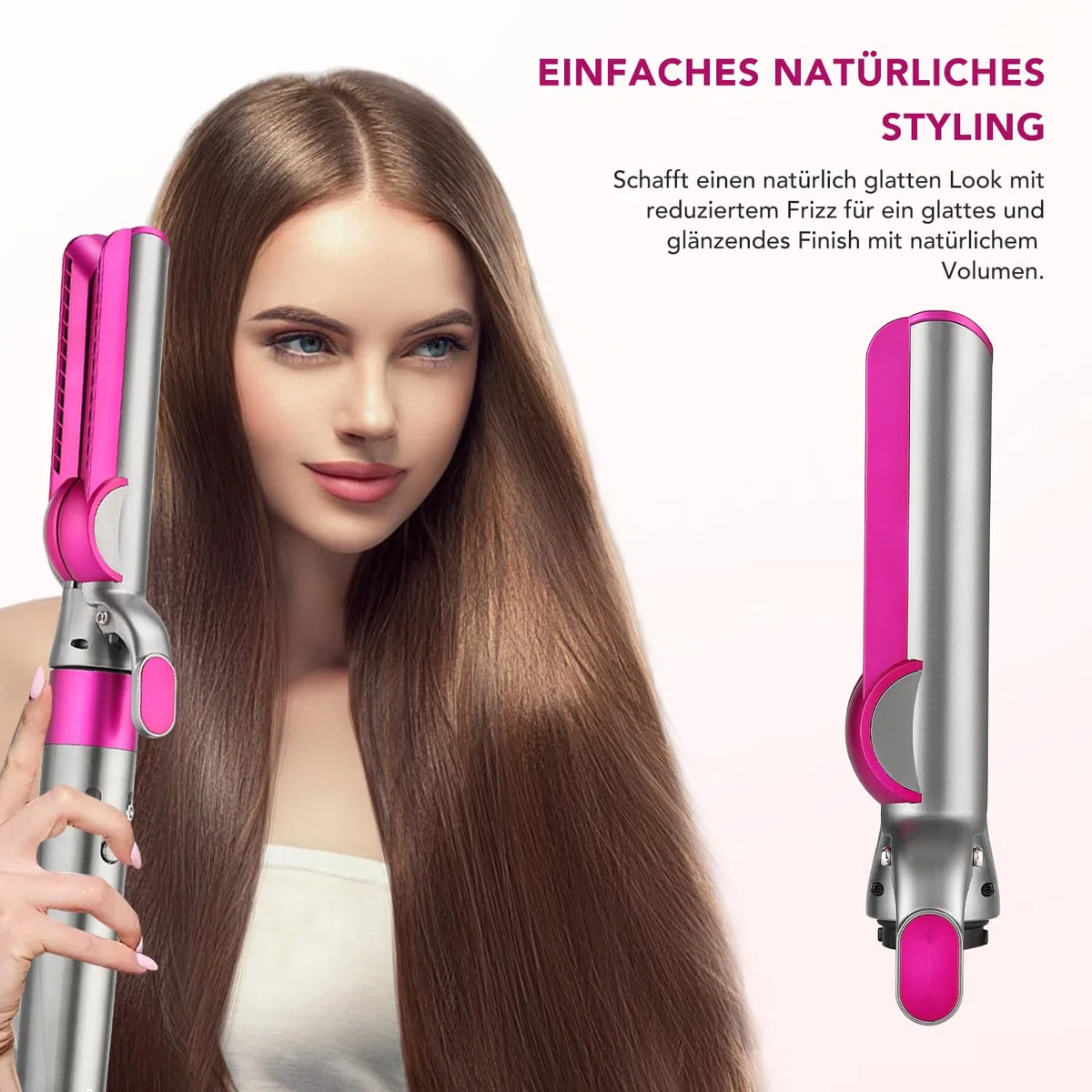 Glätteraufsätze für Dyson Airwrap mit Airflow Technologie ohne heiße Platten für sanftes Haarstyling mit weniger Schäden, Kompatibel mit HS01/HS05/HS08, Fuchsia