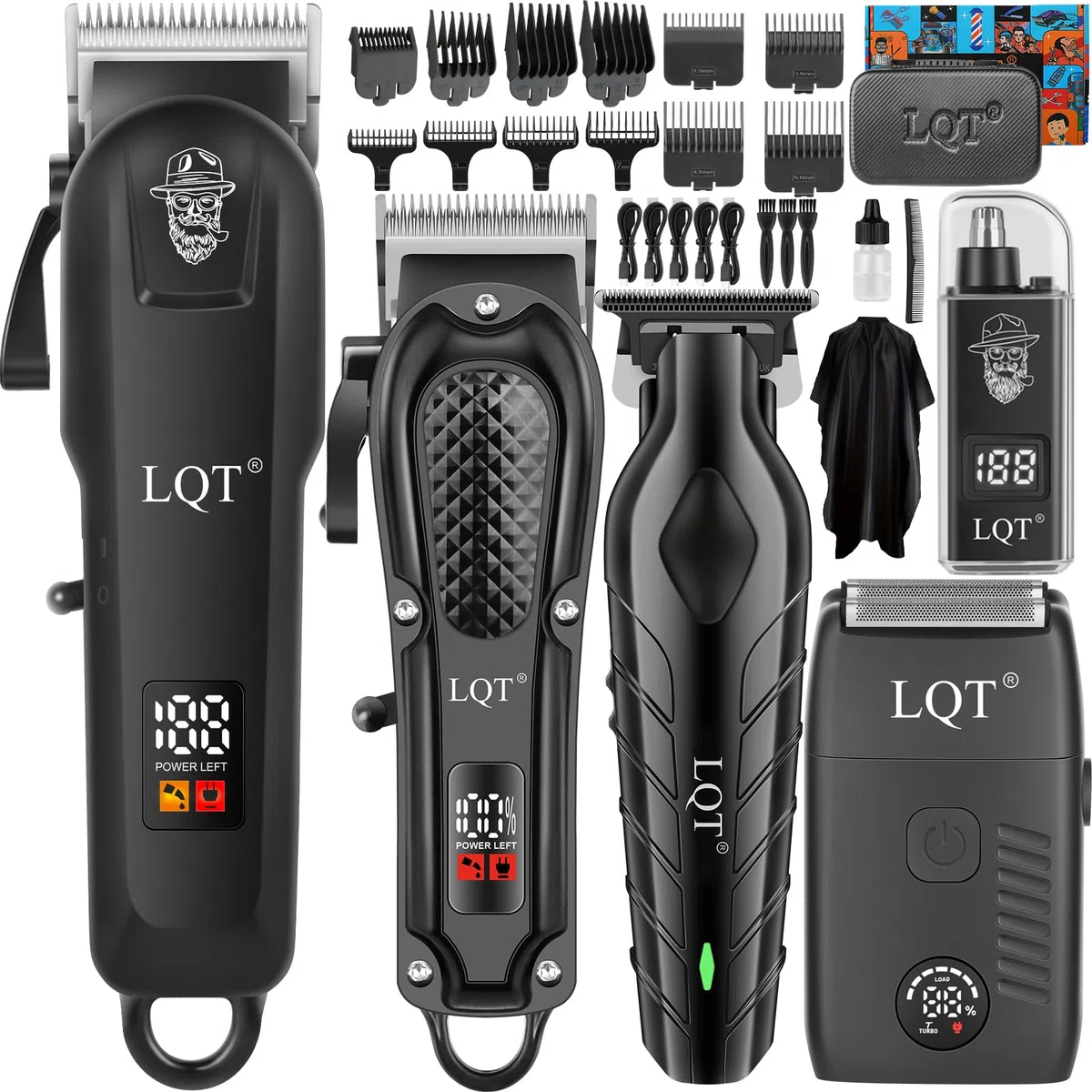 5-in-1 Professionelle Haarschneidemaschine für Männer, schnurloses T-Blade Barber Kit & Trimmer Set mit Folienrasierer, Nasentrimmer, LED-Display - Geschenke für Ehemann, Freund zu Weihnachten