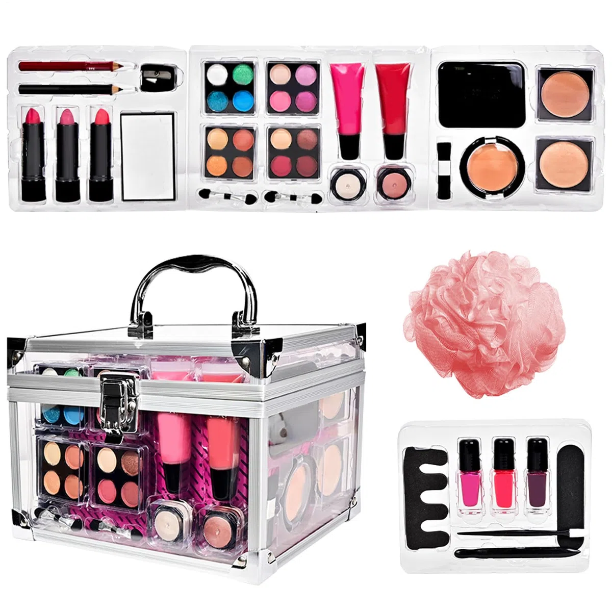 Makeup Starter Kit Für Anfänger Tragbare Kosmetiktasche | Kosmetikkoffer Für Täglich Gebrauch Halloween Hochzeit Jugendliche Theater Auftritt