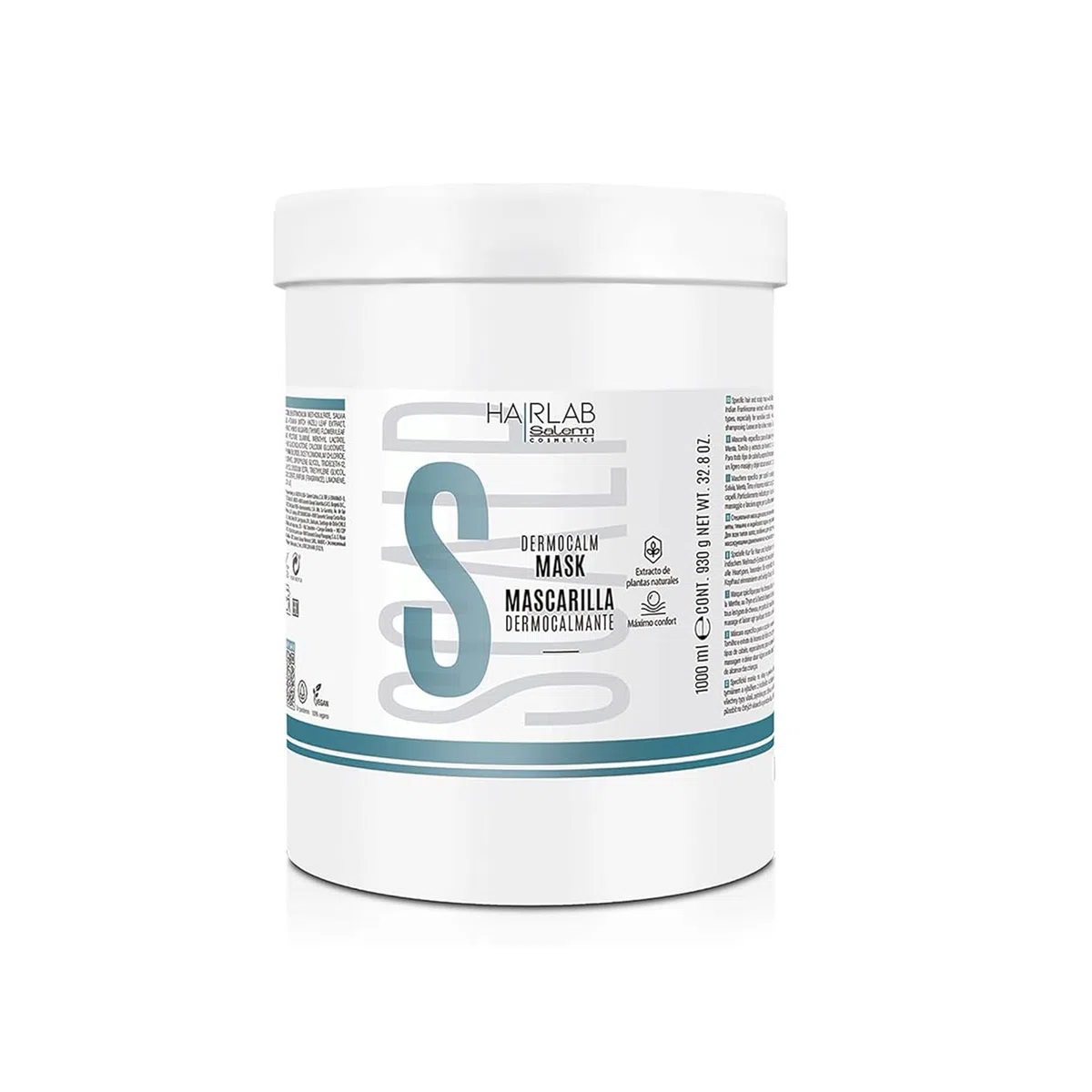 SALERM Dermocalm Hair Lab Dermocalm Haarmaske, 1000 ml, mit Hamamelis, Rosmarin, Minze und Thymian, sanfte Reinigung, beruhigt und ausgleichend, empfindliche Kopfhaut, ohne Parabene