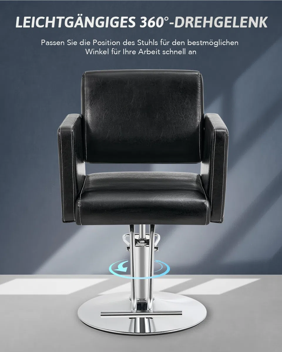 CO-Z Friseurstuhl 360° Drehbar 15cm Höhenverstellbar, Hydraulischer Barberstuhl mit Stahlsockel, 150 kg Tragkraft