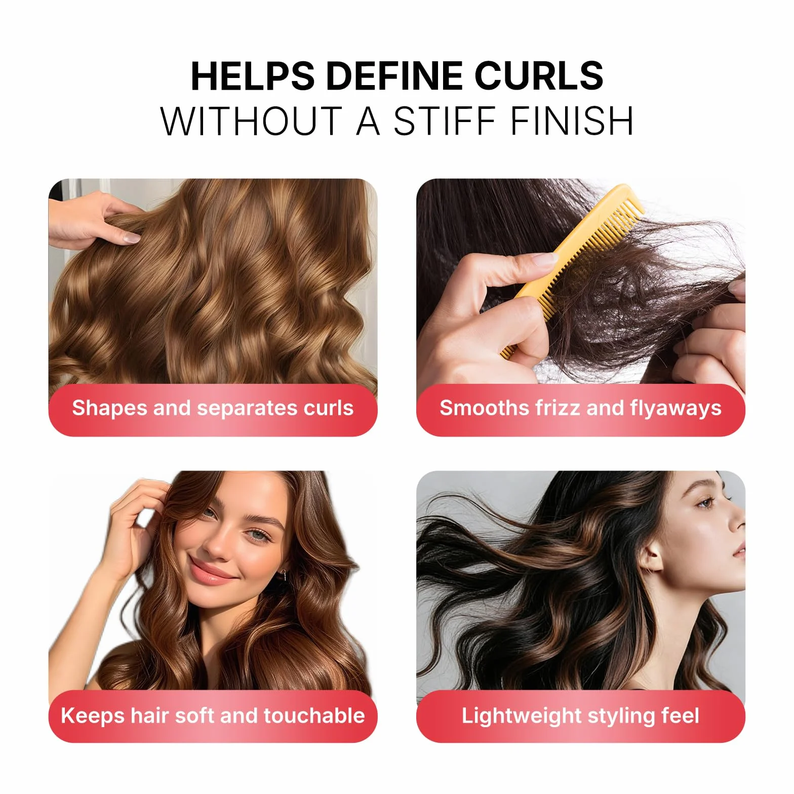 Karseell Lockencreme 500 ml – Definierende Curl Cream Lockenstärker & Lockenkontrolle, Locken Creme für Lockiges und Welliges Haar