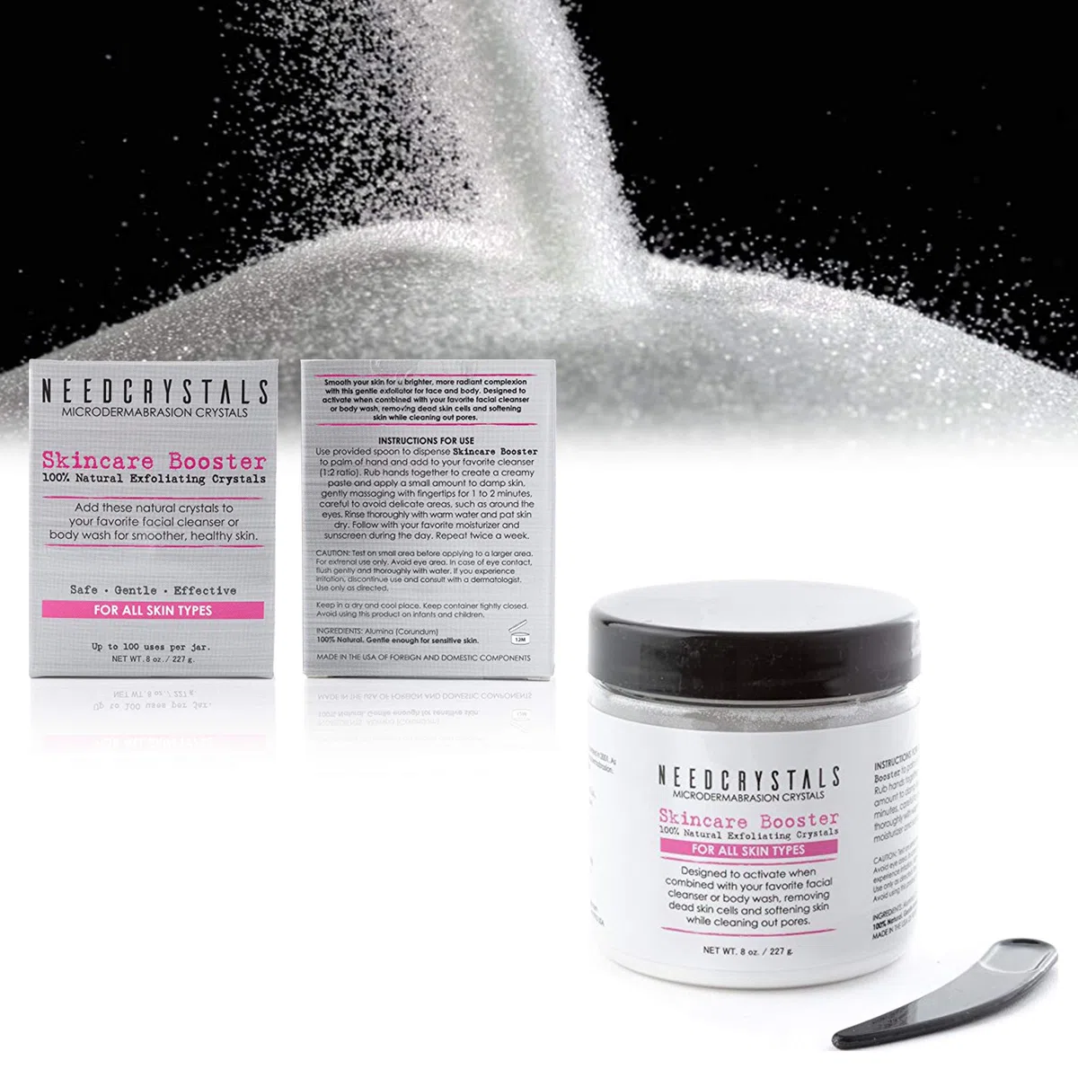 NeedCrystals Mikrodermabrasion Kristalle, Gesicht Peeling. Natürliches gesichtspeeling für stumpfe oder trockene Haut verbessert Narben, Mitesser, Porengröße, Falten, Flecken und Hautstruktur. 227gr