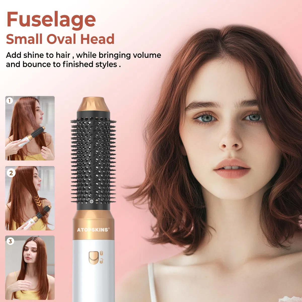 Atopskins hairstyler 6 in 1 Air Styler set mit 1000W Haartrockner, Lockenstab, Warmluftbürste, Föhnbürste, Rundbürstenföhn, Glättbürste, Geben Sie dem Haar Volumen, Glätten, Locken und Föhnen