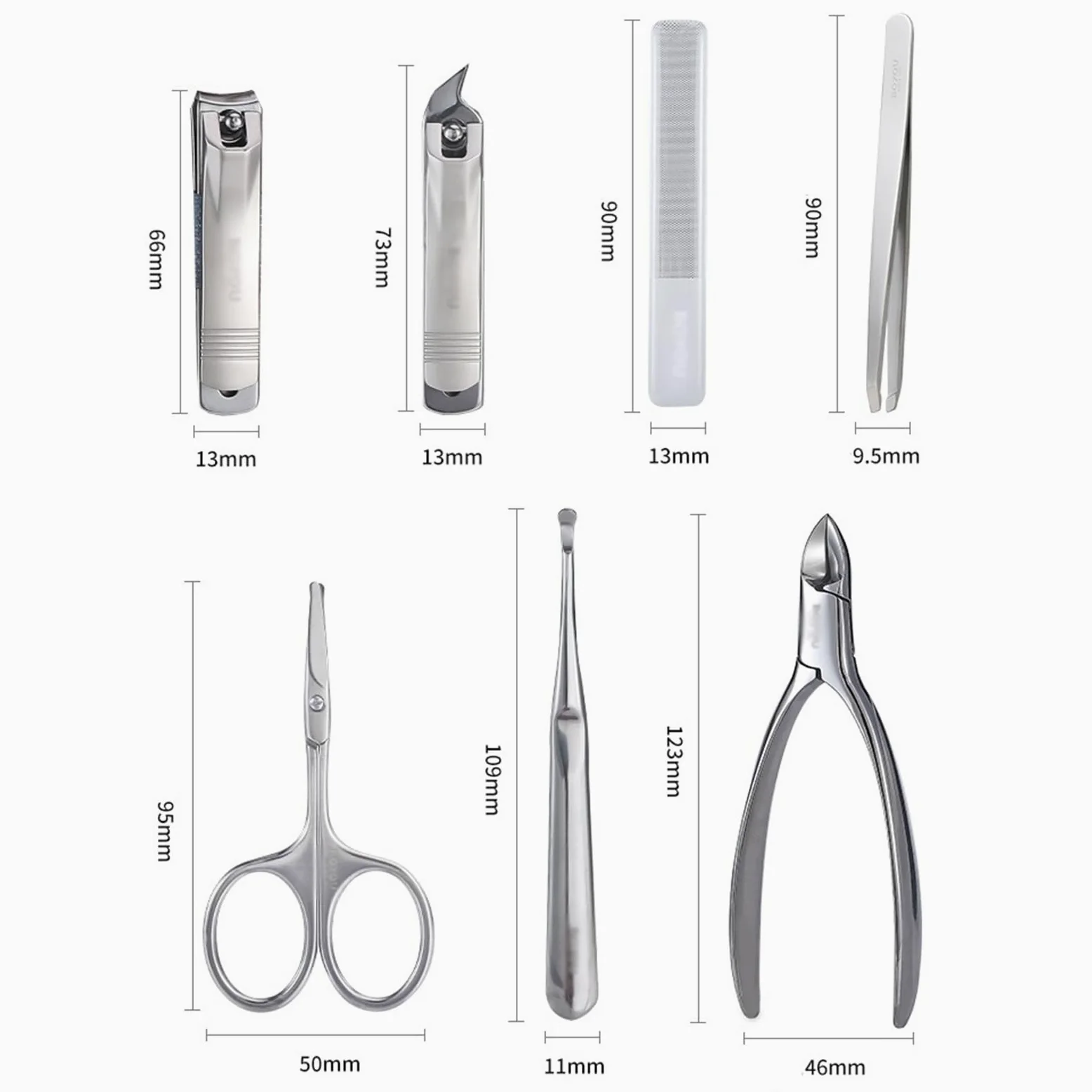 Nagelknipser-Set Tragbares Nagelknipser-Set, 7-teiliges Pediküre-Pflegeset for Männer und Frauen, scharfes Finger- und Zehennagelwerkzeug, Körperpflege-Maniküre-Set mit Lederetui Nagelpflegewerkzeuge(
