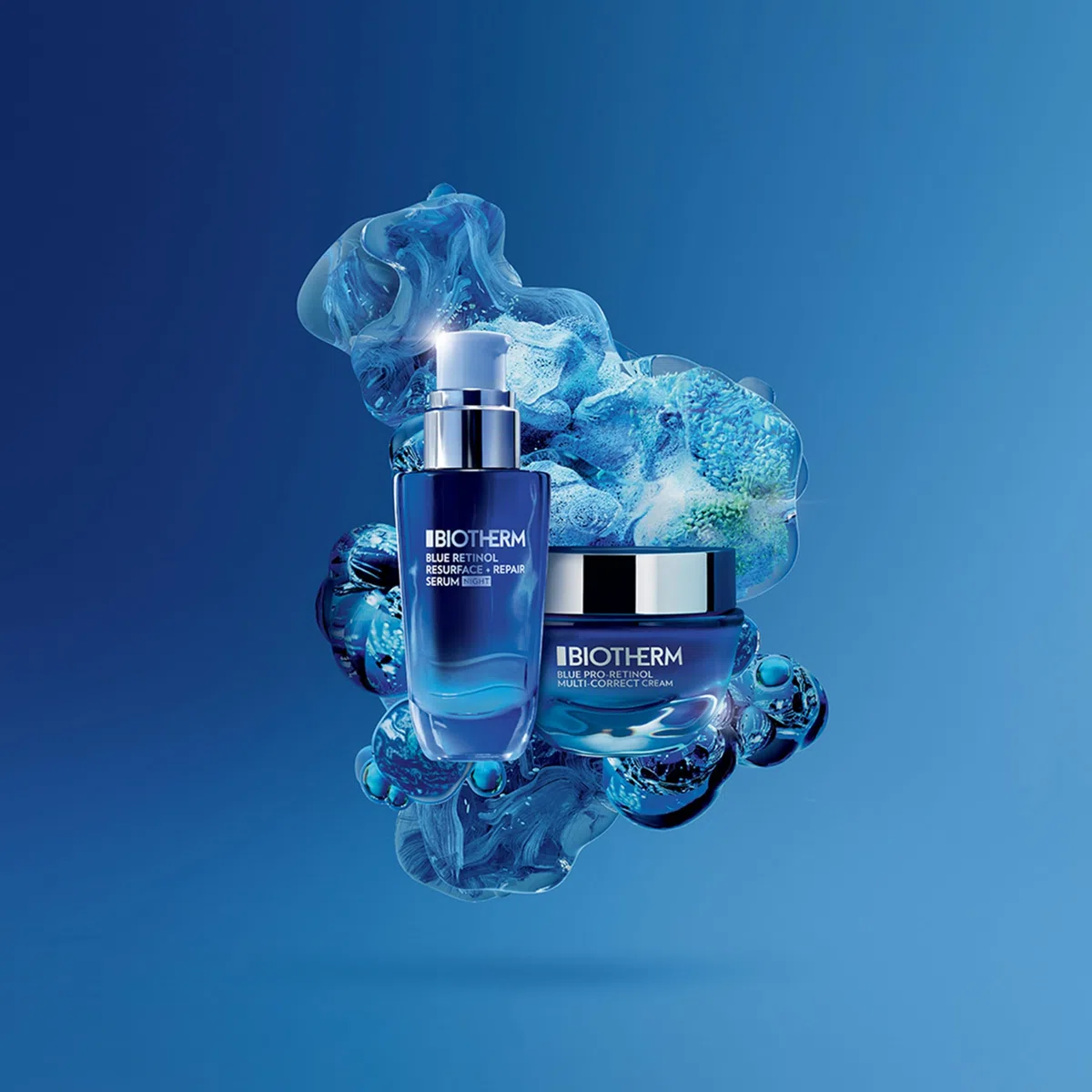 Biotherm Blue Retinol Resurface + Repair Night Serum, regenerierendes Gesichtsserum für die Nacht, mit Retinol und Hyaluron, Anti Aging Serum, für ein verbessertes und gestrafftes Hautbild, 30 ml