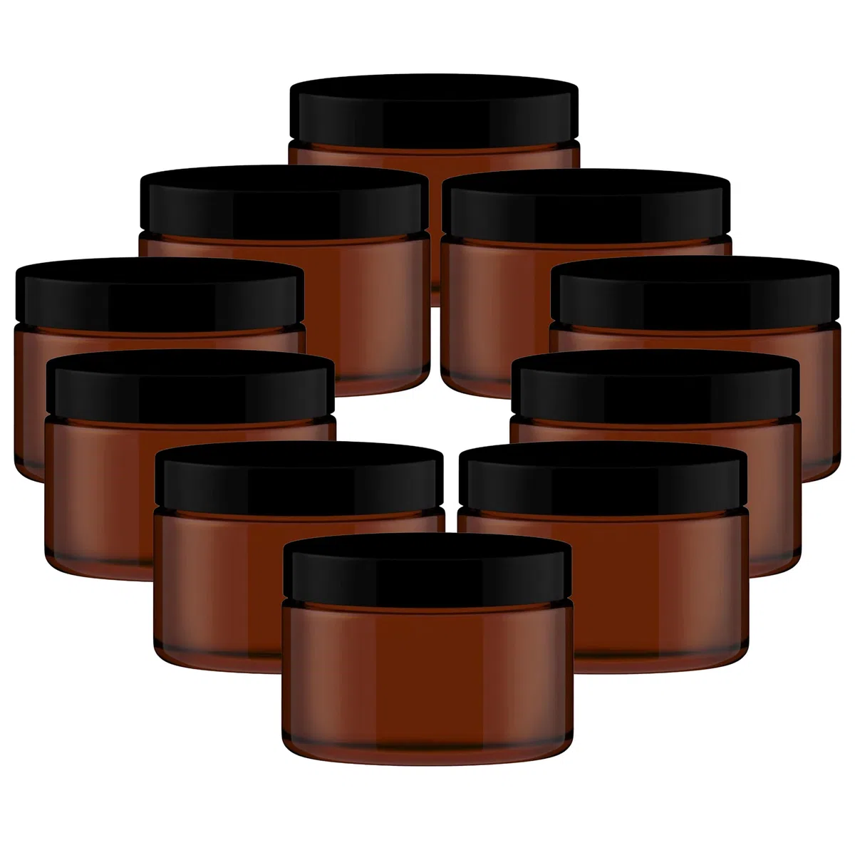 vitalundfitmit100 10 x 500 ml Amber Braunglastiegel mit Deckel, Cremetiegel, zum Befüllen