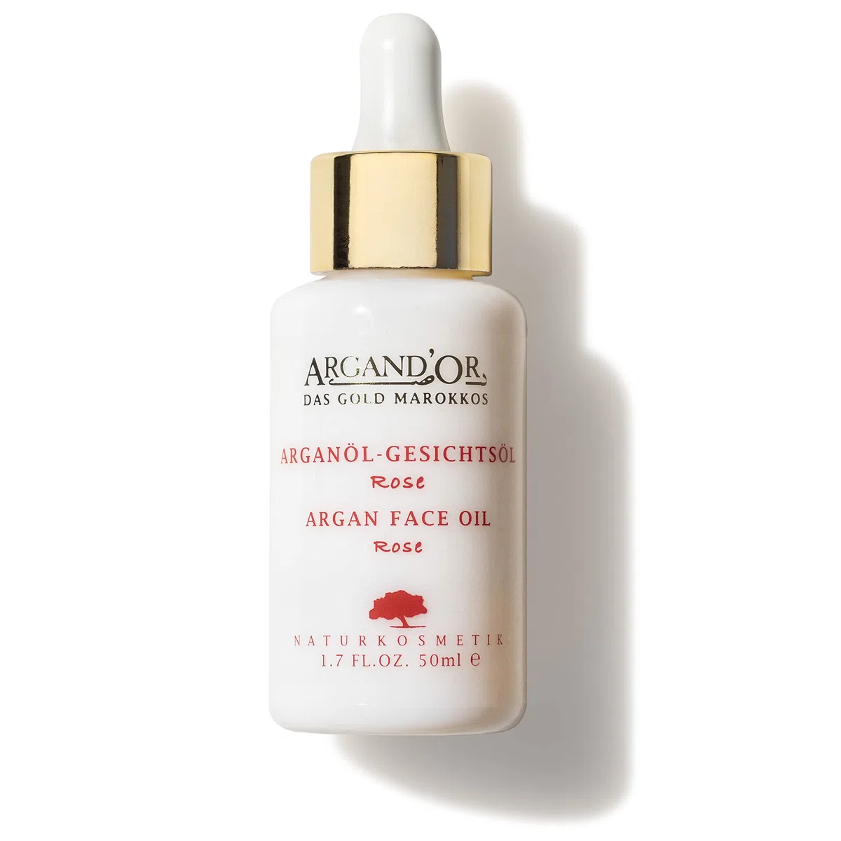 ARGANDOR Bio Arganöl-Gesichtsöl „Rose“ 50ml - Pflegt - Regeneriert - Spendet Feuchtigkeit - Mit hygienischer Pipette - Für alle Haut-Typen - Vegane Naturkosmetik
