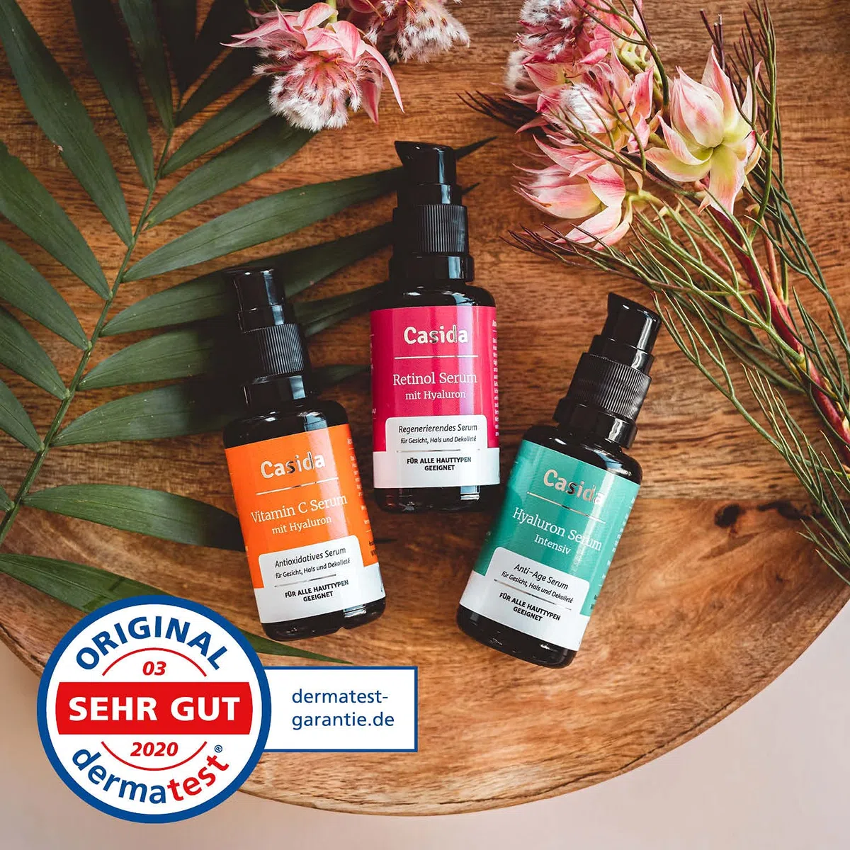 Vitamin C Serum + Retinol Serum + Hyaluron Serum Intensiv Anti-Aging Set gegen Falten aus der Apotheke - 90 ml