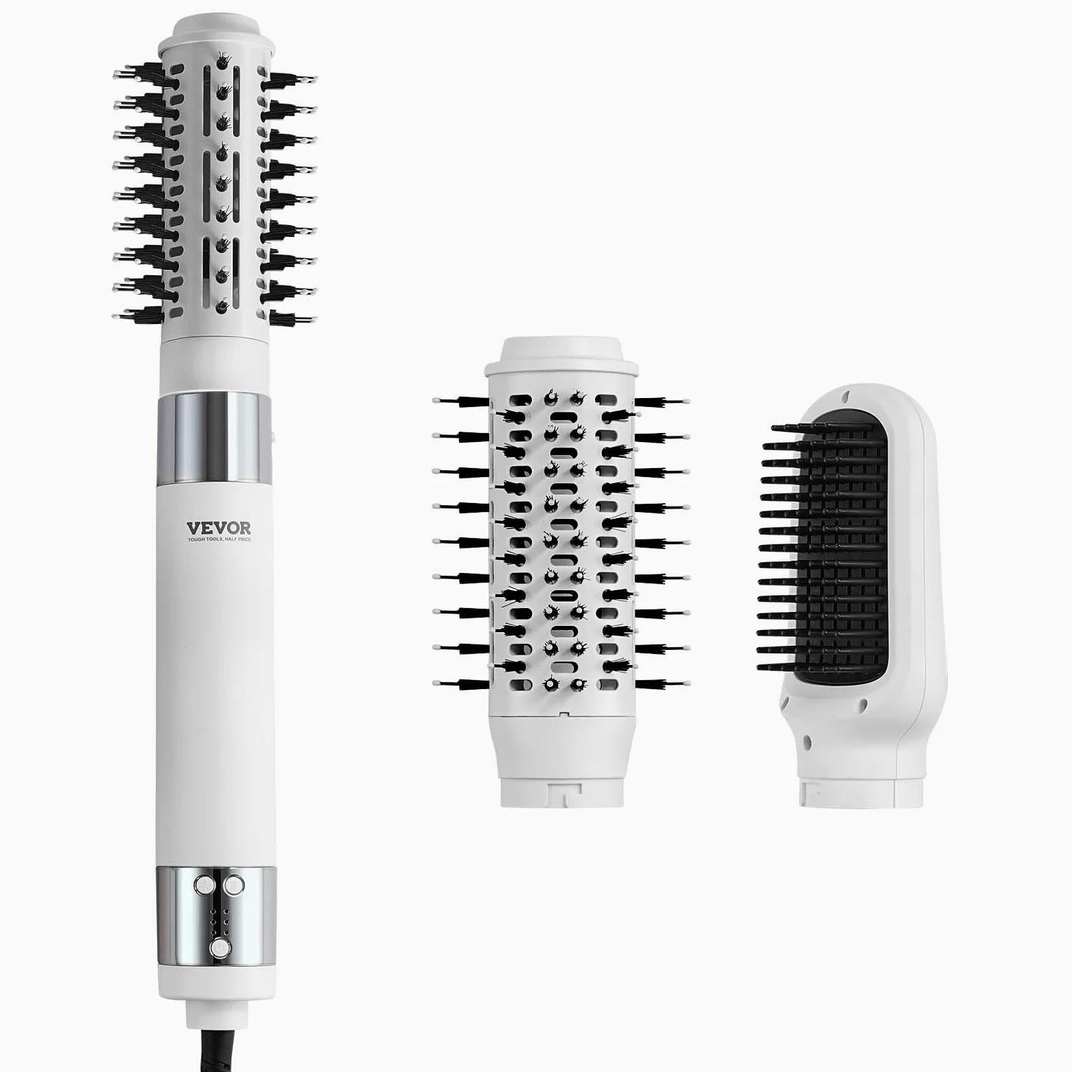 VEVOR Haartrockner, Ionen-Haartrocknerbürste, 110.000 U/min Airstyler mit Oval- & Paddelbürste, 4 Temperatur- & 3-Geschwindigkeits-Föhnbürsten-Styling-Tool für Trocknen, Volumengebendes Glätten