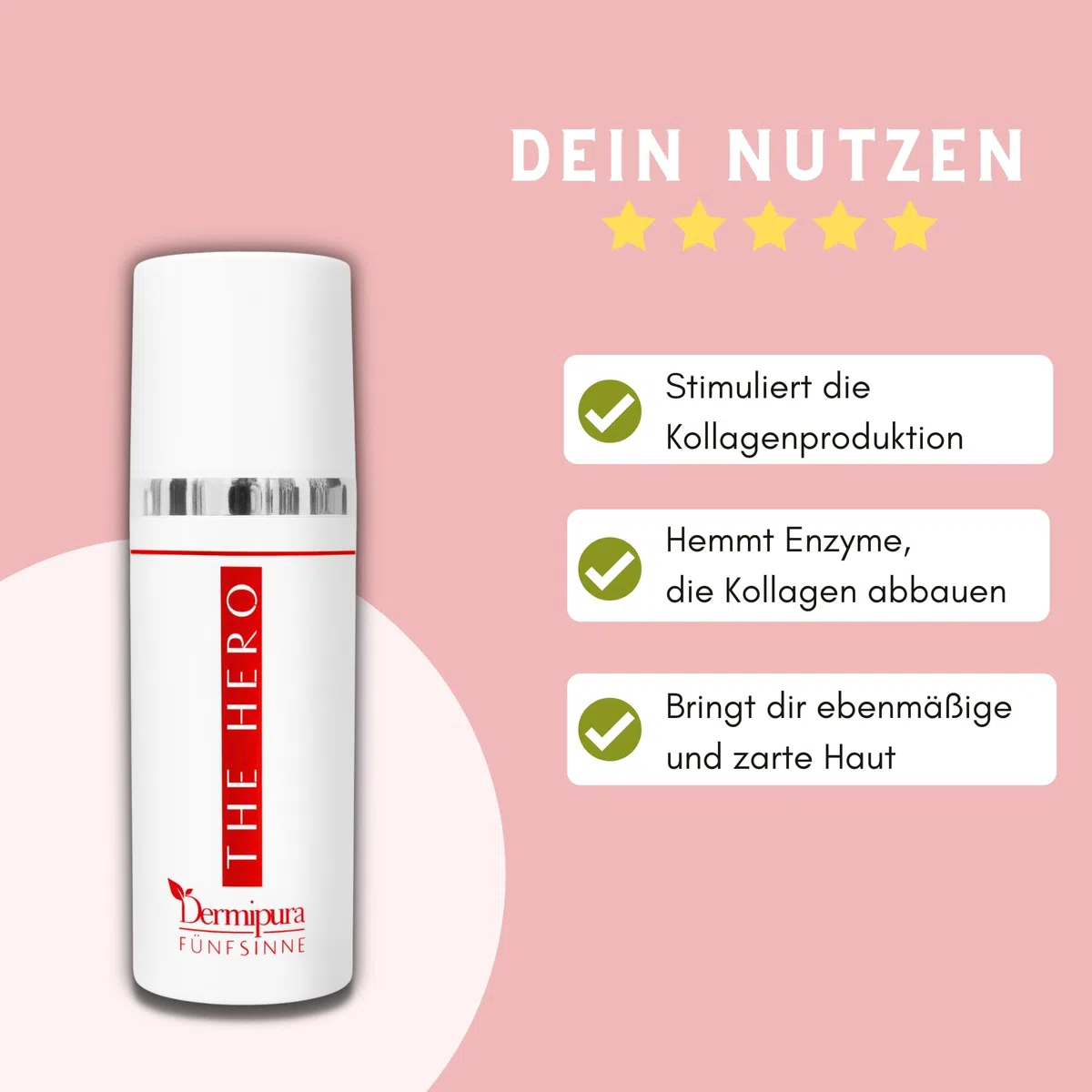 FÜNFSINNE | Dermipura | The Hero | Fortschrittliches Retinol Serum für glattere Haut mit 3fach-Komplex aus Granaktivem Retinol (Vit. A), Bakuchiol, Niacinamid (Vit.B3) | 50ml