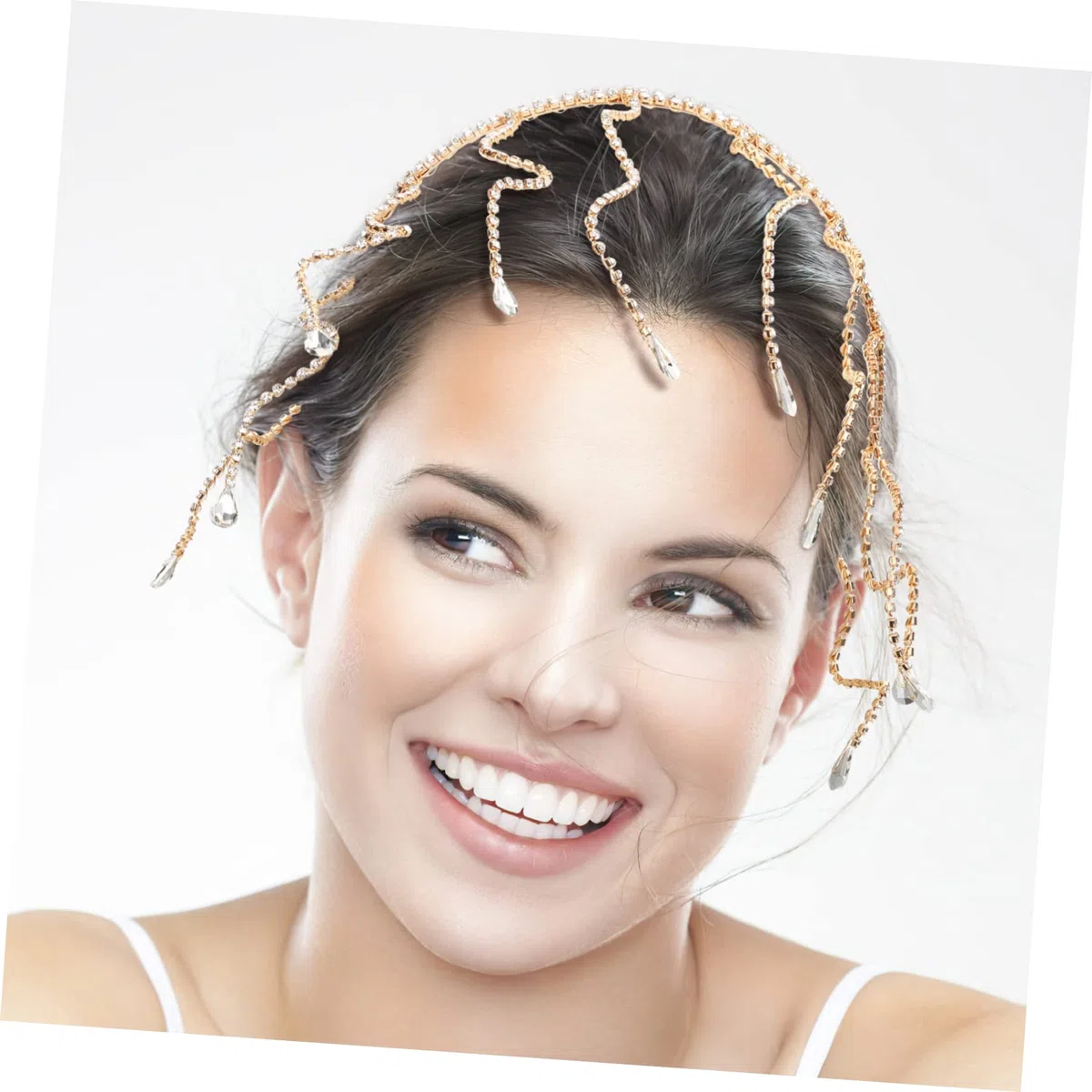 FRCOLOR 4 Stück Braut Stirnband Damen-Stirnband damen stirnbänder Hochzeit Brautkrone wedding hair accessories brauthaatschmuck Strass- Haarschmuck für die Braut Metall Golden