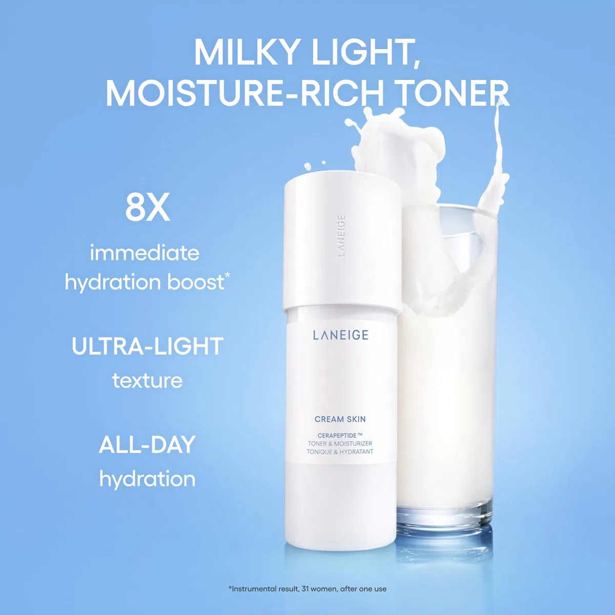 LANEIGE Cream Skin Toner & Moisturizer: 2-in-1 Amino Acid Rich Liquid, Soothe, Hydrate, and Strengthen Skin's Moisture Barrier