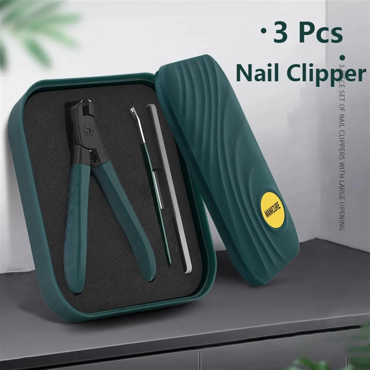Maniküre Set Großes High-End-Set for Originale Nagelknipser for zu Hause, spritzwassergeschützt, große Öffnung, einzelner hochwertiger Nagelschneider Profi Nagelknipser Set(Green)