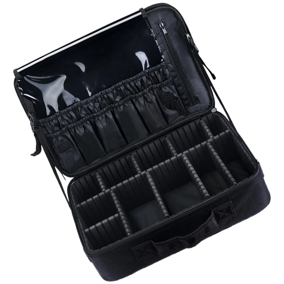 Make up Tasche, tragbares Kosmetik Organizer Etui mit verstellbaren Trennwänden, Oxford Stoff, Pinsel Aufbewahrung, Make up Aufbewahrungstasche