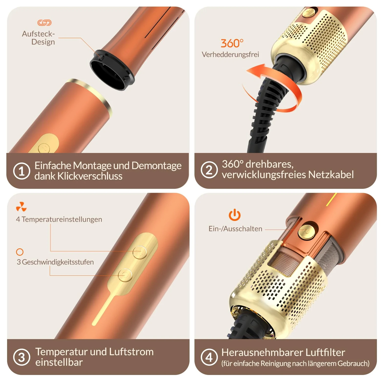 7 in 1 Haarstyler Set, Airstyler, Auto-Wrap-Lockenstab, Föhnbürste, Ionen Föhn, Schnelltrocknend