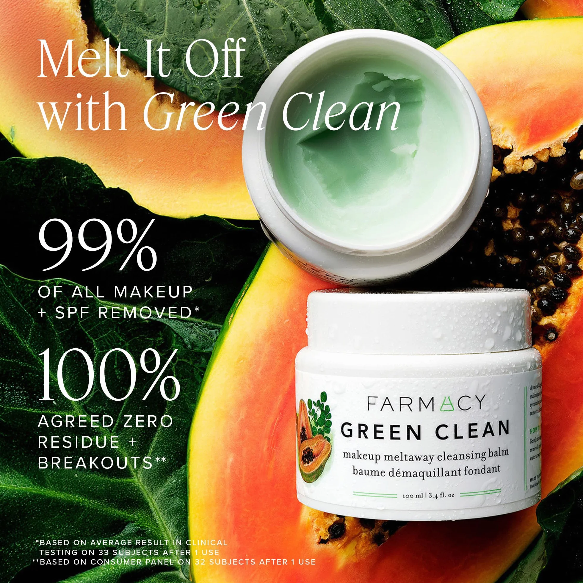 Farmacy Natürlicher Bilden-Entferner - Grün Sauber Makeup Wegschmelzen Saubersing Balm Kosmetik - Reisegröße 1.7 oz