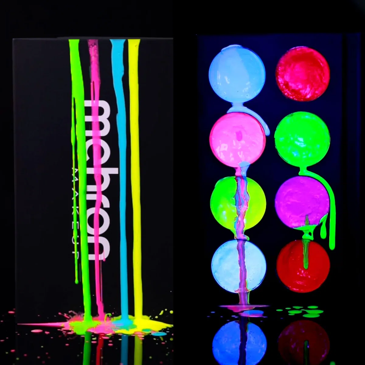 Mehron Paradise Make-up AQ 8 Color (Neon UV Glow) | Magnetische nachfüllbare Körperfarben- und Gesichtsfarben-Palette | Professionelle Schminke für Kostüme, SFX, Halloween & Cosplay