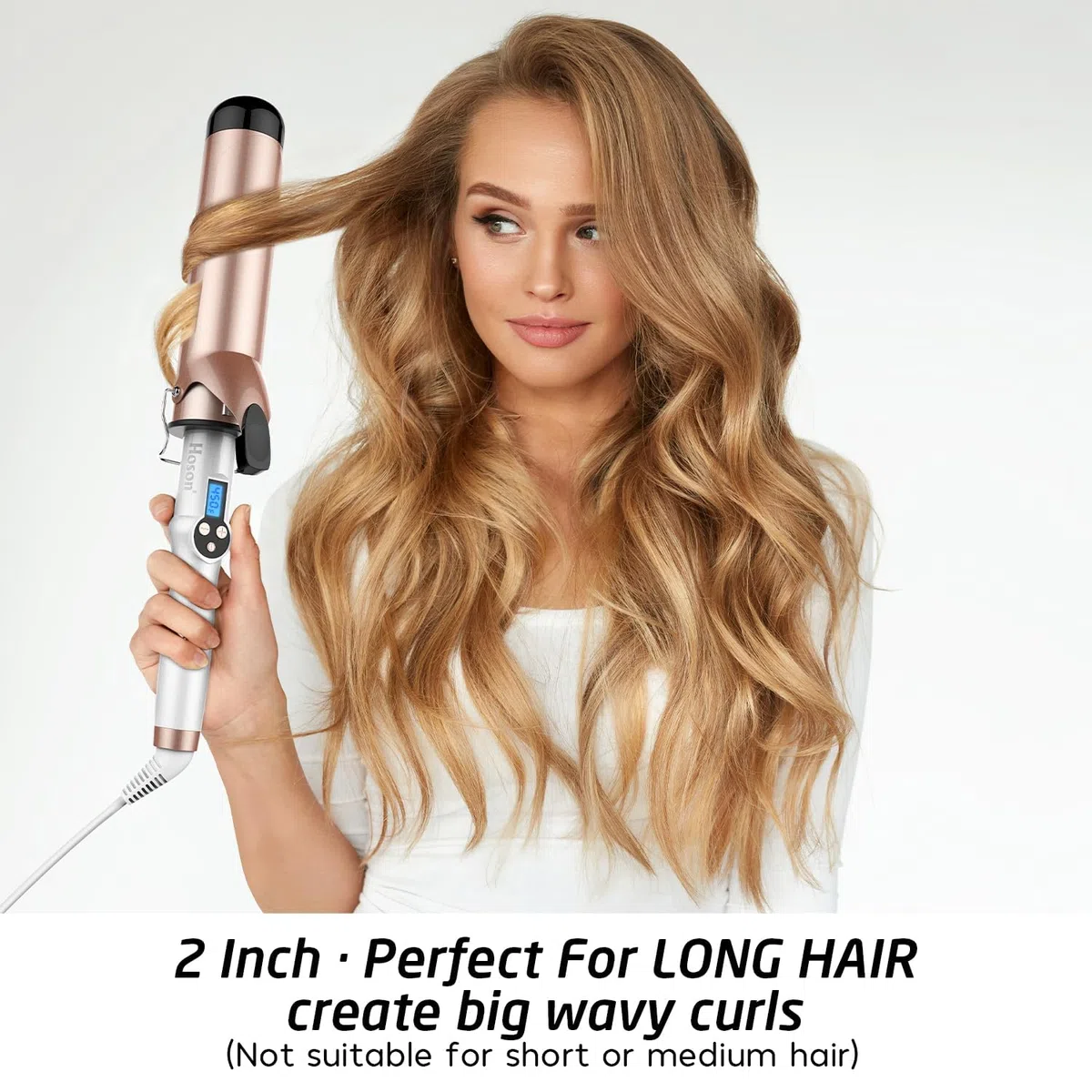 Hoson 50mm Lockenstab Pro Curl, Keramik Turmalin Beschichtung Lockenstab, LCD Display 9 Hitzeeinstellung 110 ℃ -210 ℃ mit Handschuh für alle Haartypen